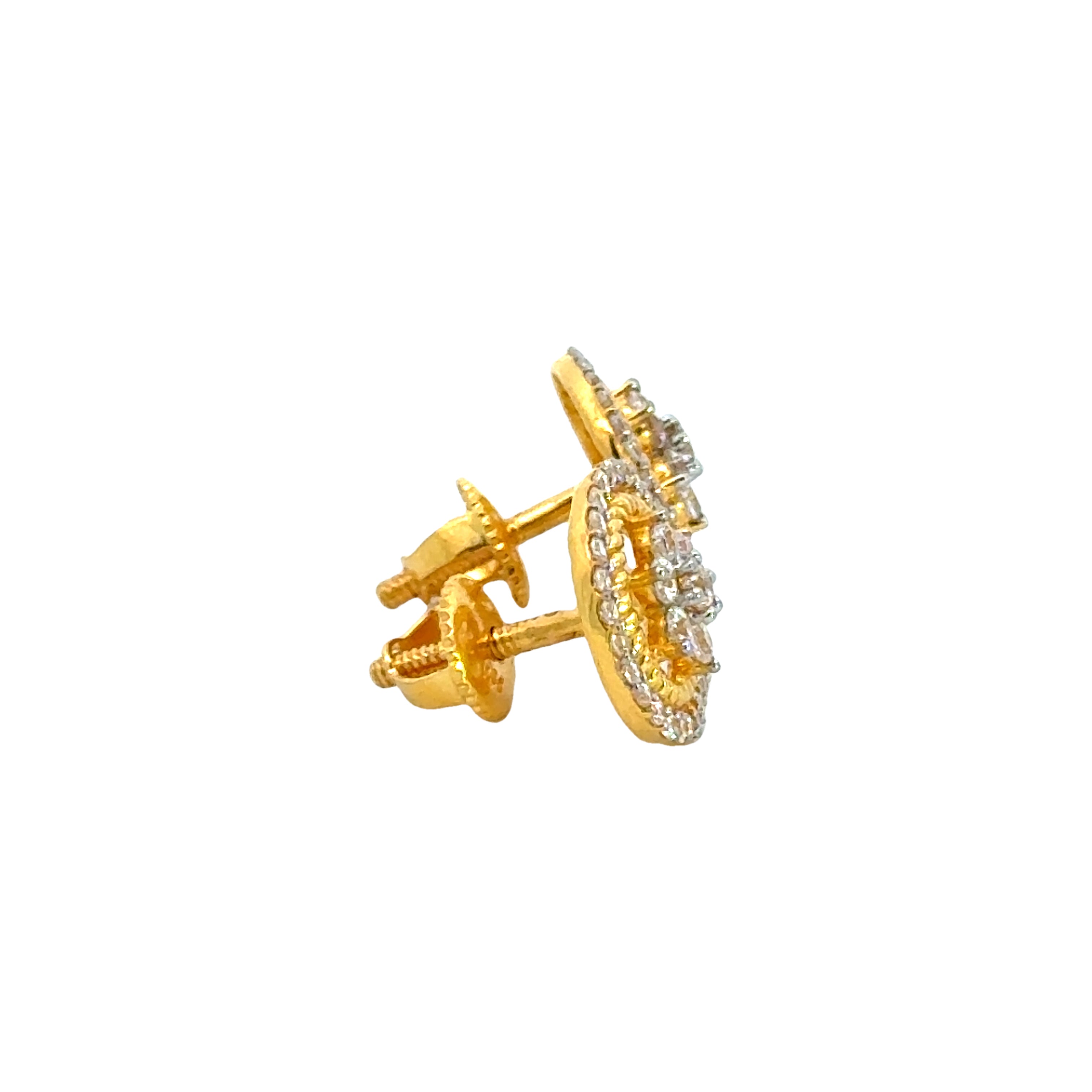 22k Yellow Cubic Zirconia Studs Fancy Earrings with gold weight of 4.53g