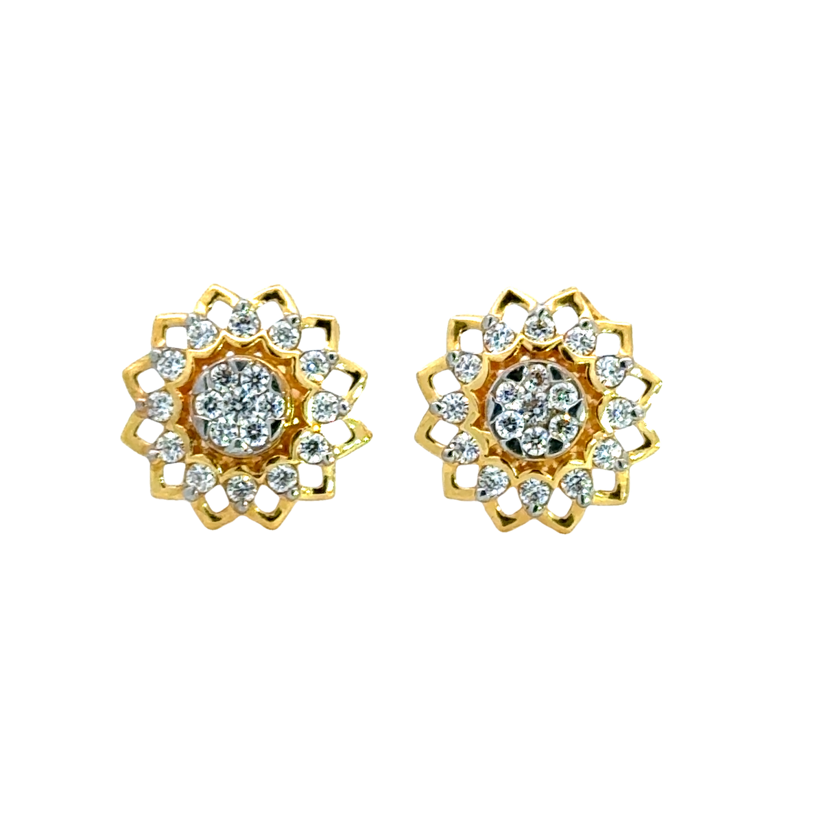 22k Yellow Cubic Zirconia Studs Fancy Earrings with gold weight of 5.63g