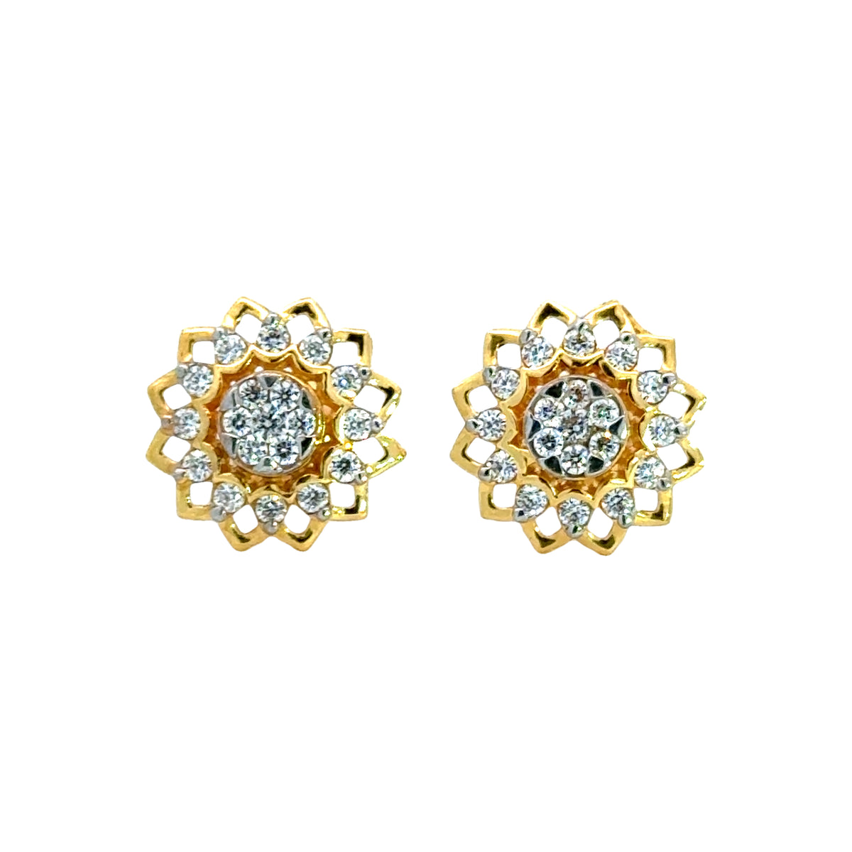 22k Yellow Cubic Zirconia Studs Fancy Earrings with gold weight of 5.63g