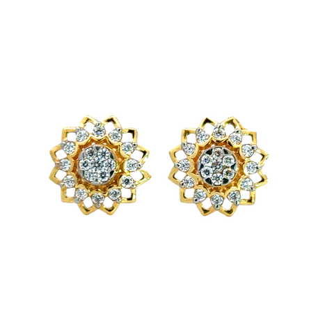 22k Yellow Cubic Zirconia Studs Fancy Earrings with gold weight of 5.63g