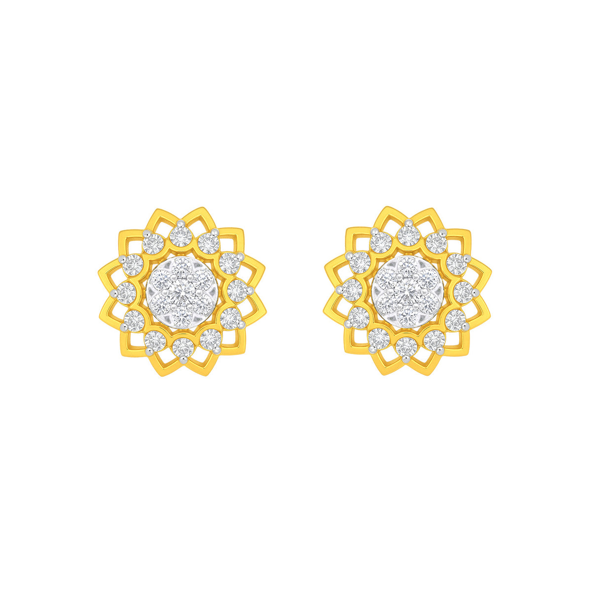 22k Yellow Cubic Zirconia Studs Fancy Earrings with gold weight of 5.63g