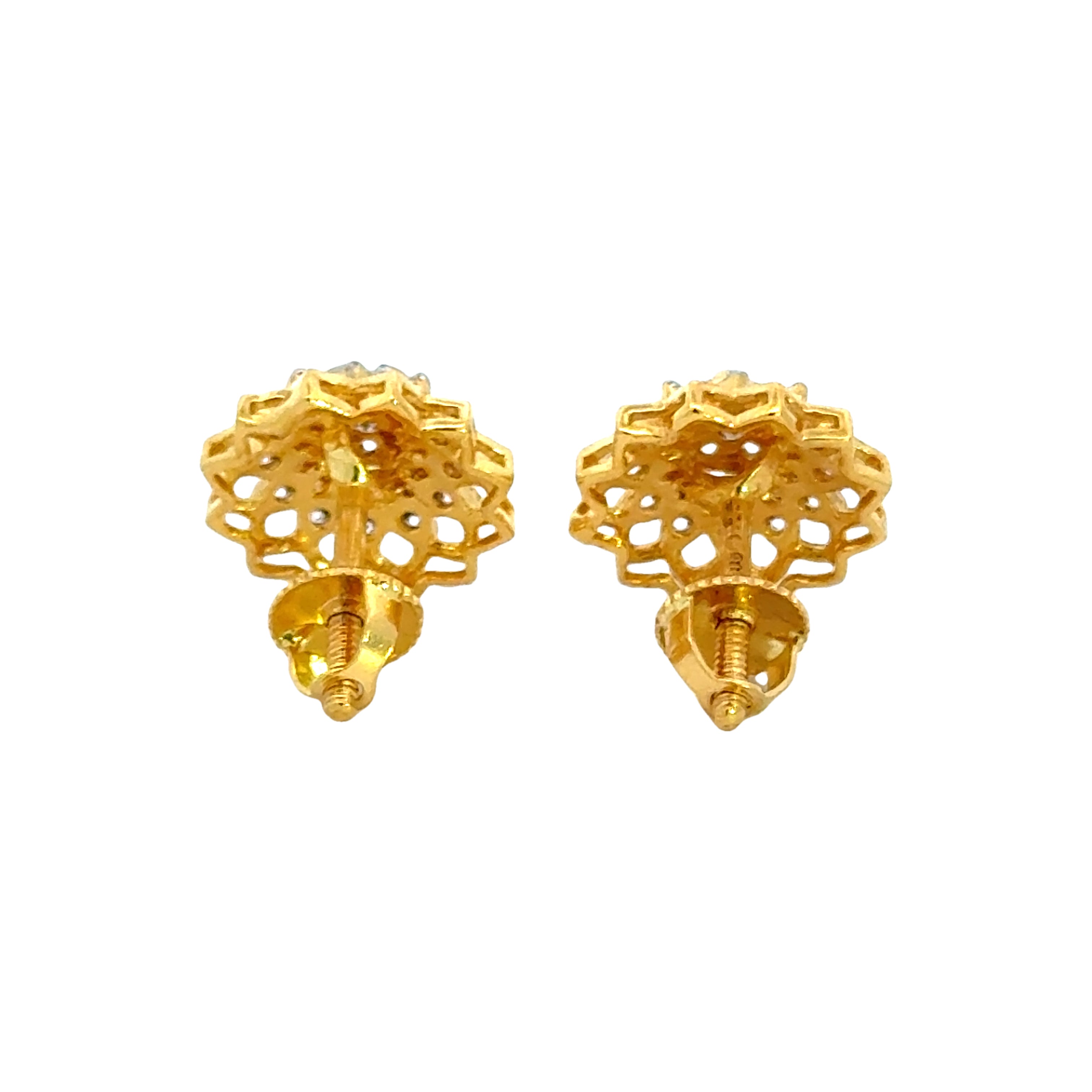 22k Yellow Cubic Zirconia Studs Fancy Earrings with gold weight of 5.63g