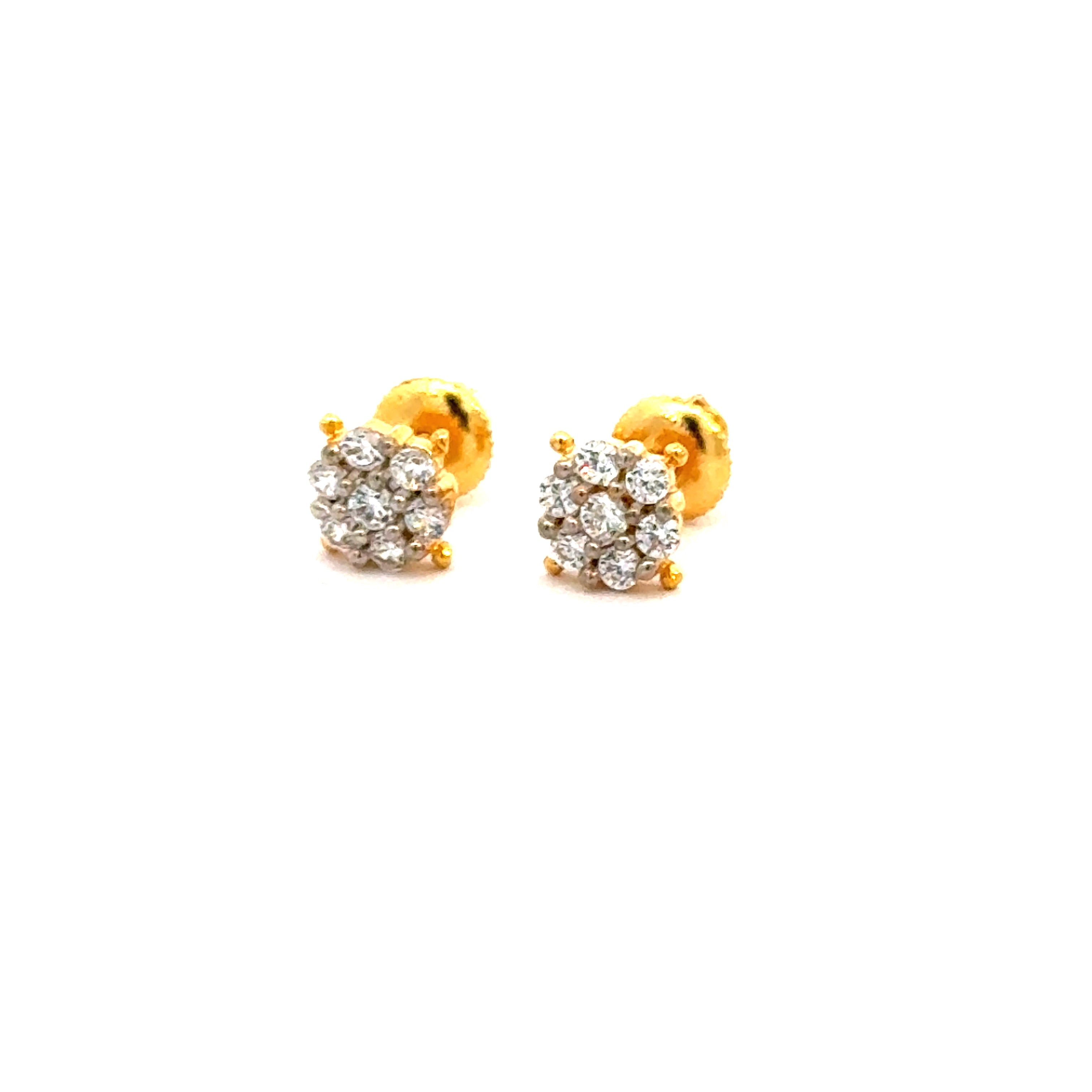 22k Yellow Cubic Zirconia Stud Fancy Earrings with gold weight of 2g