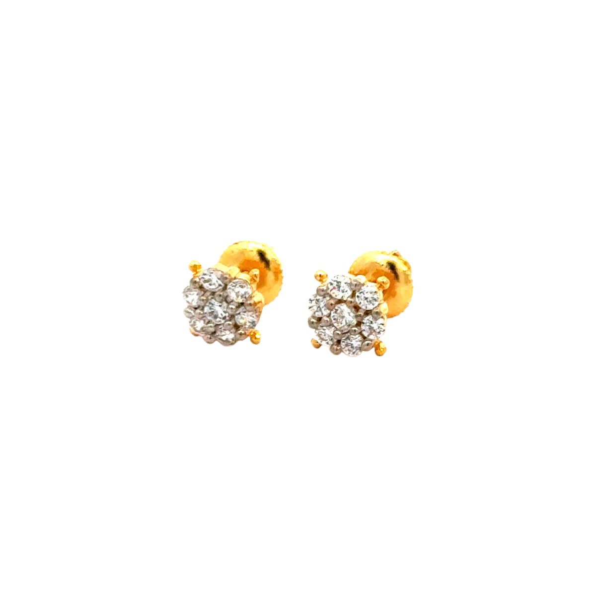 22k Yellow Cubic Zirconia Stud Fancy Earrings with gold weight of 2g