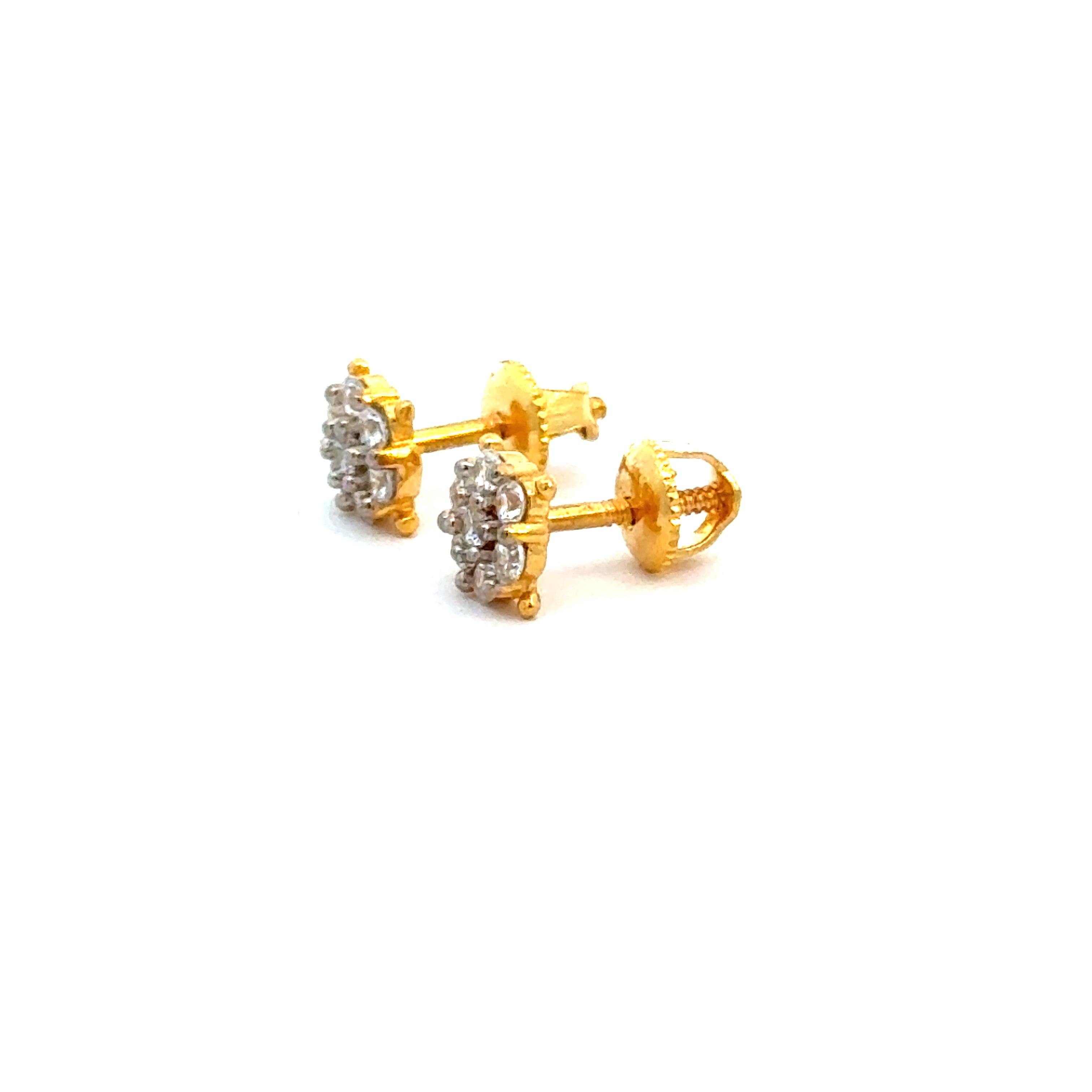 22k Yellow Cubic Zirconia Stud Fancy Earrings with gold weight of 2g