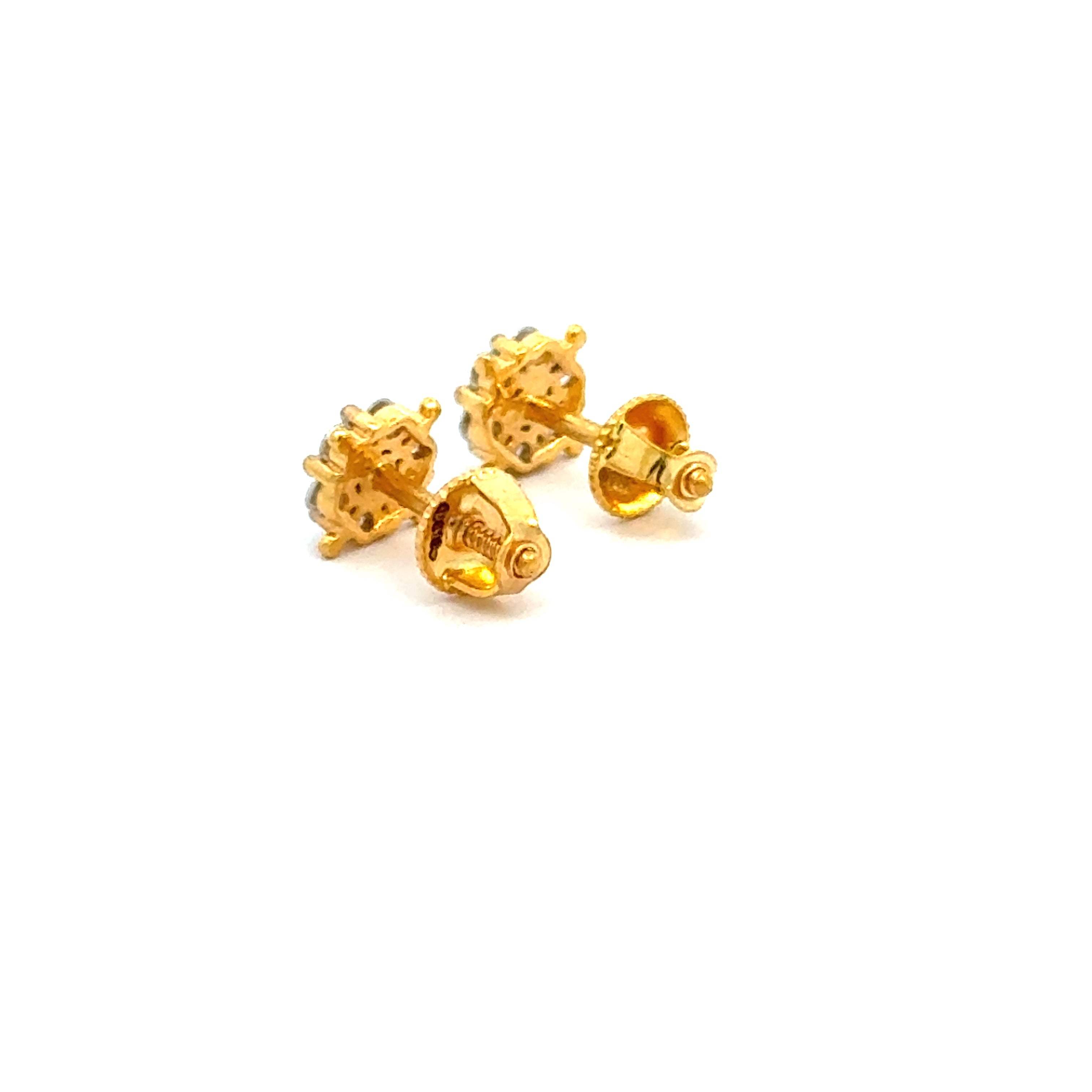 22k Yellow Cubic Zirconia Stud Fancy Earrings with gold weight of 2g