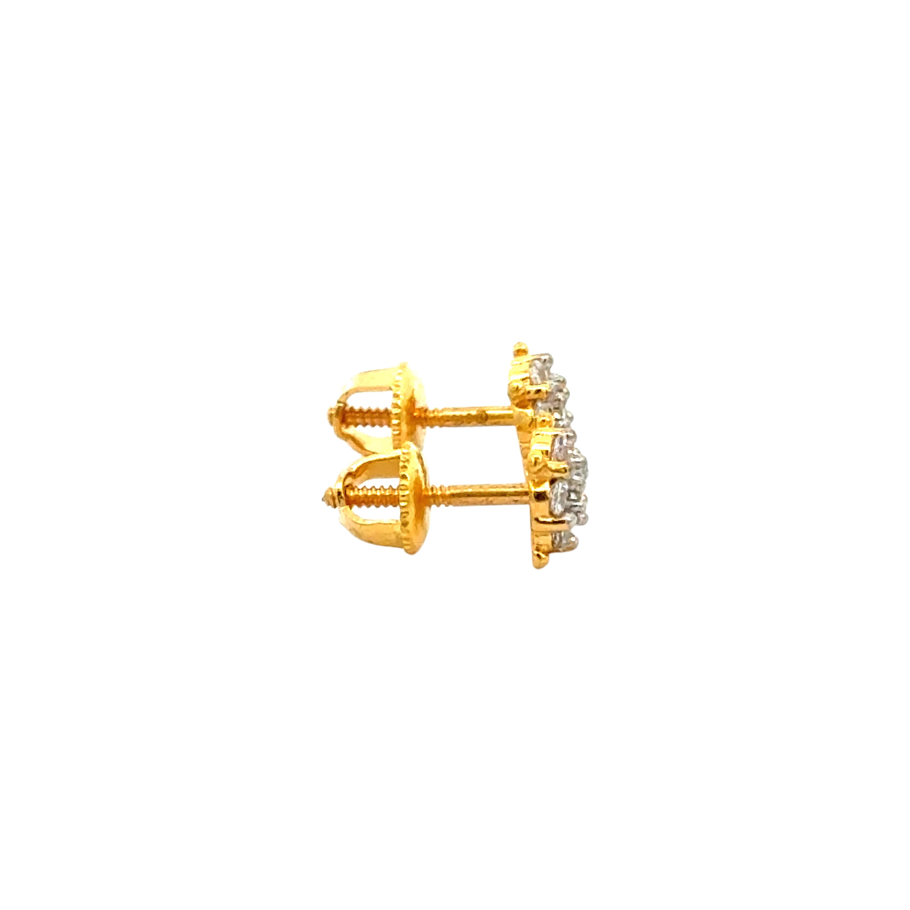 22k Yellow Cubic Zirconia Stud Fancy Earrings with gold weight of 2g
