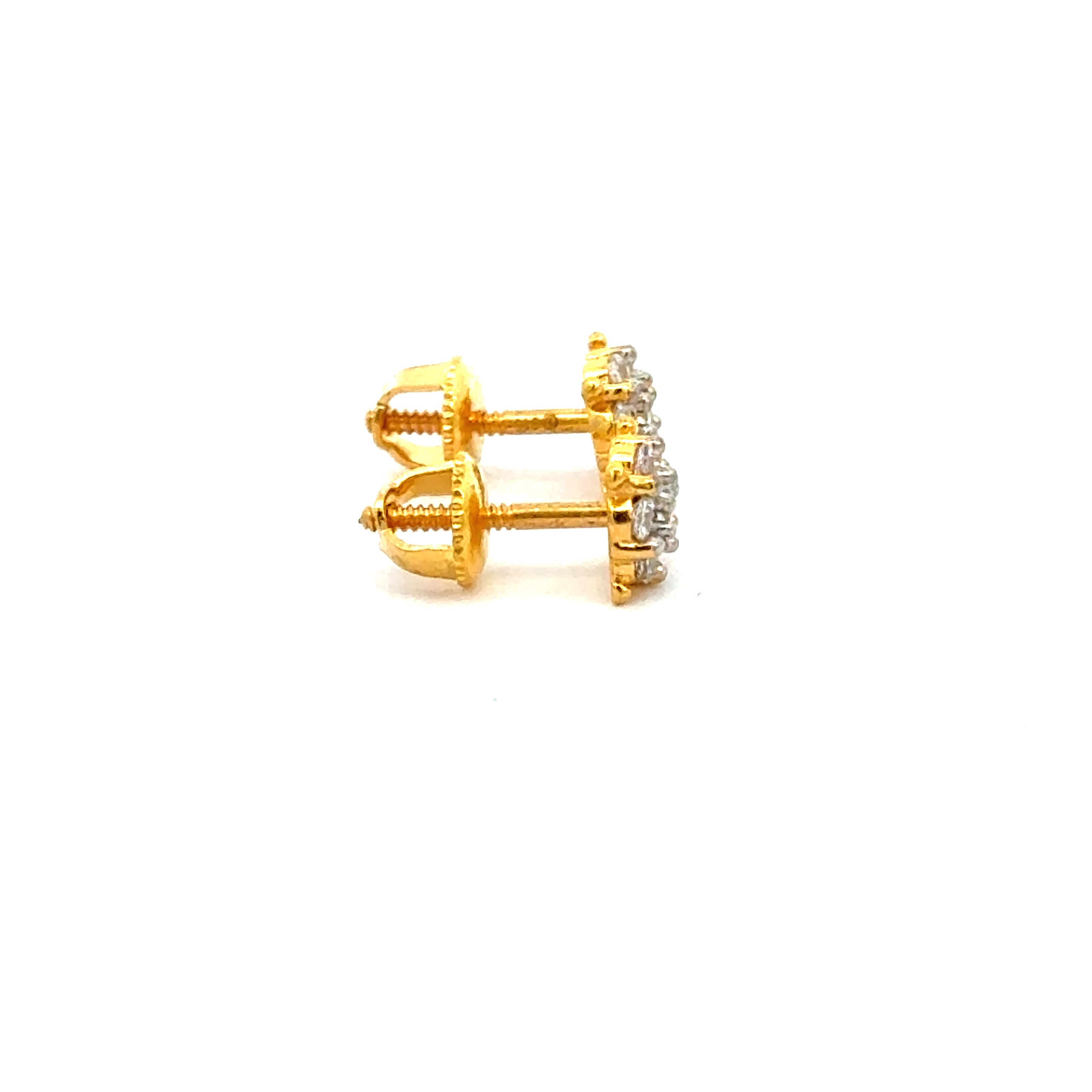 22k Yellow Cubic Zirconia Stud Fancy Earrings with gold weight of 2g