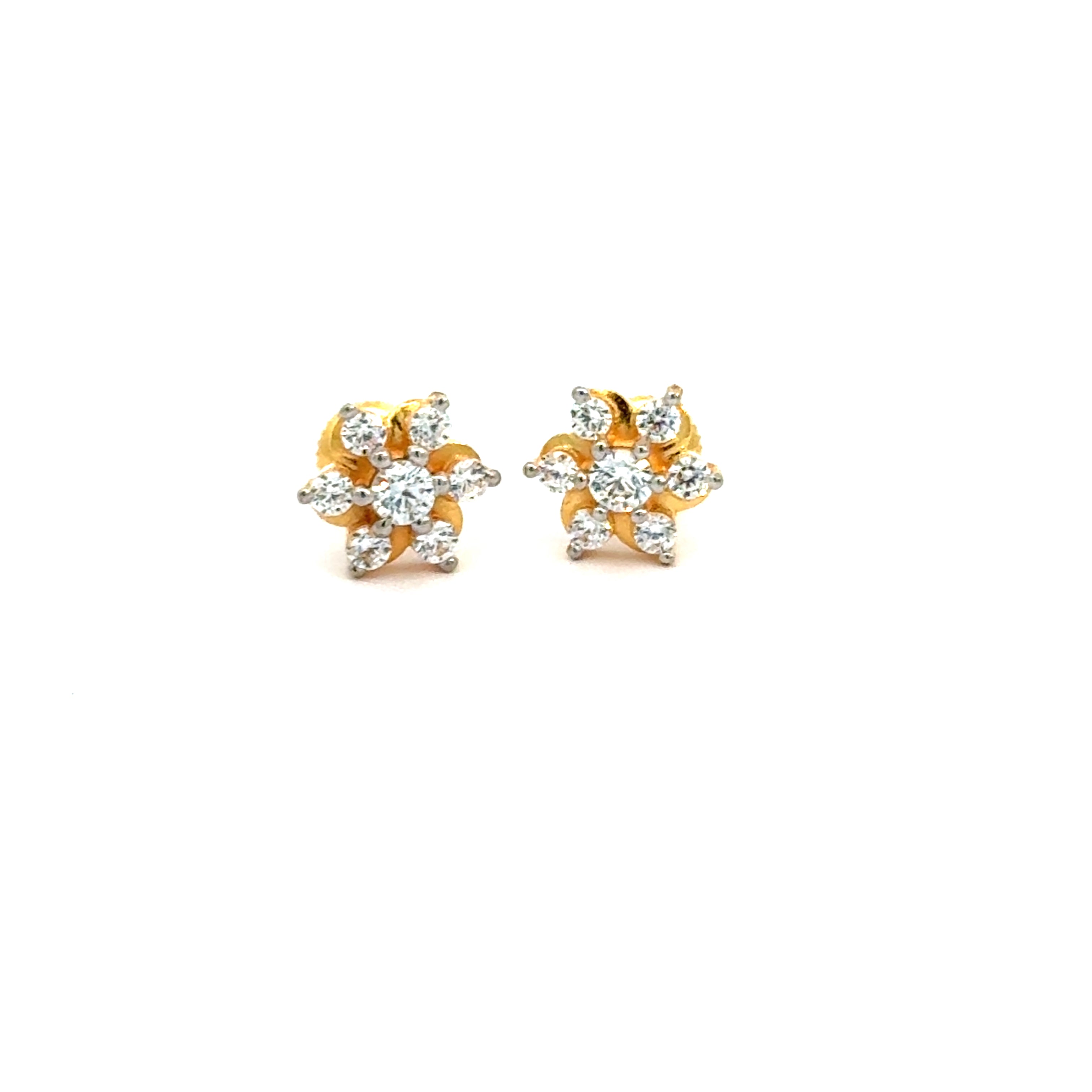 22k Yellow Cubic Zirconia Stud Fancy Earrings with gold weight of 2.55g