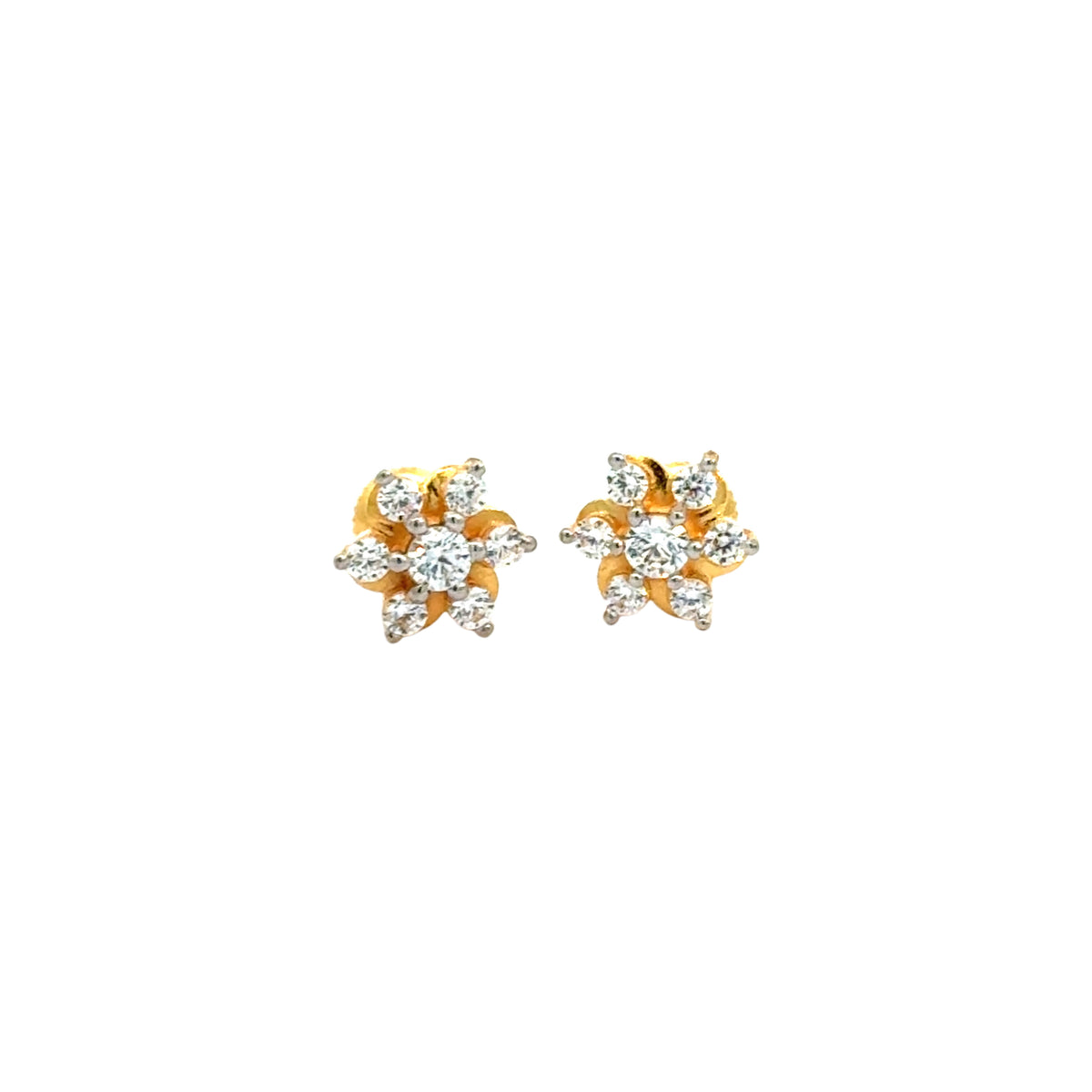 22k Yellow Cubic Zirconia Stud Fancy Earrings with gold weight of 2.55g