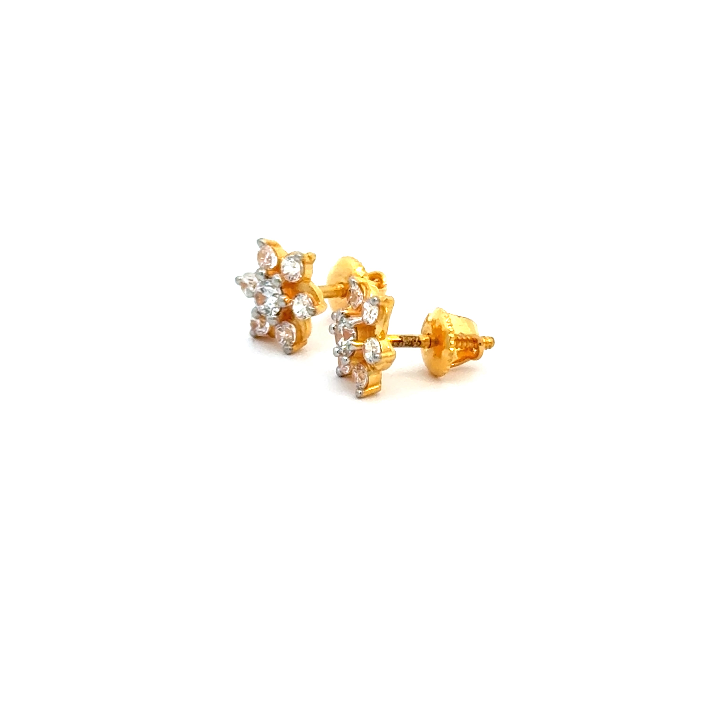 22k Yellow Cubic Zirconia Stud Fancy Earrings with gold weight of 2.55g