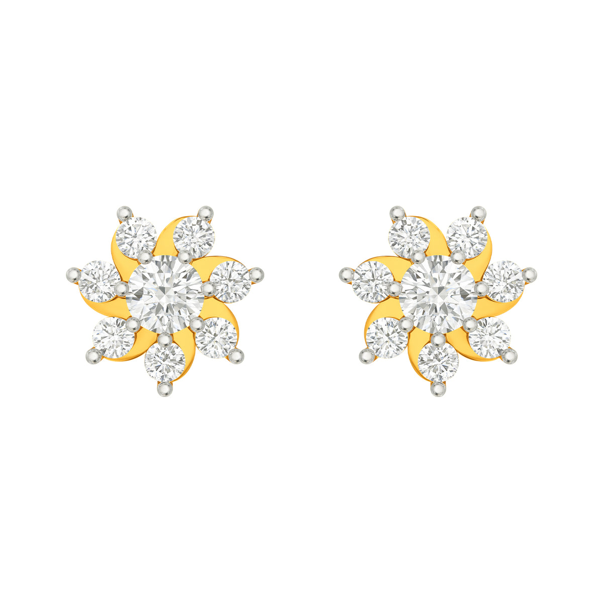 22k Yellow Cubic Zirconia Stud Fancy Earrings with gold weight of 2.55g