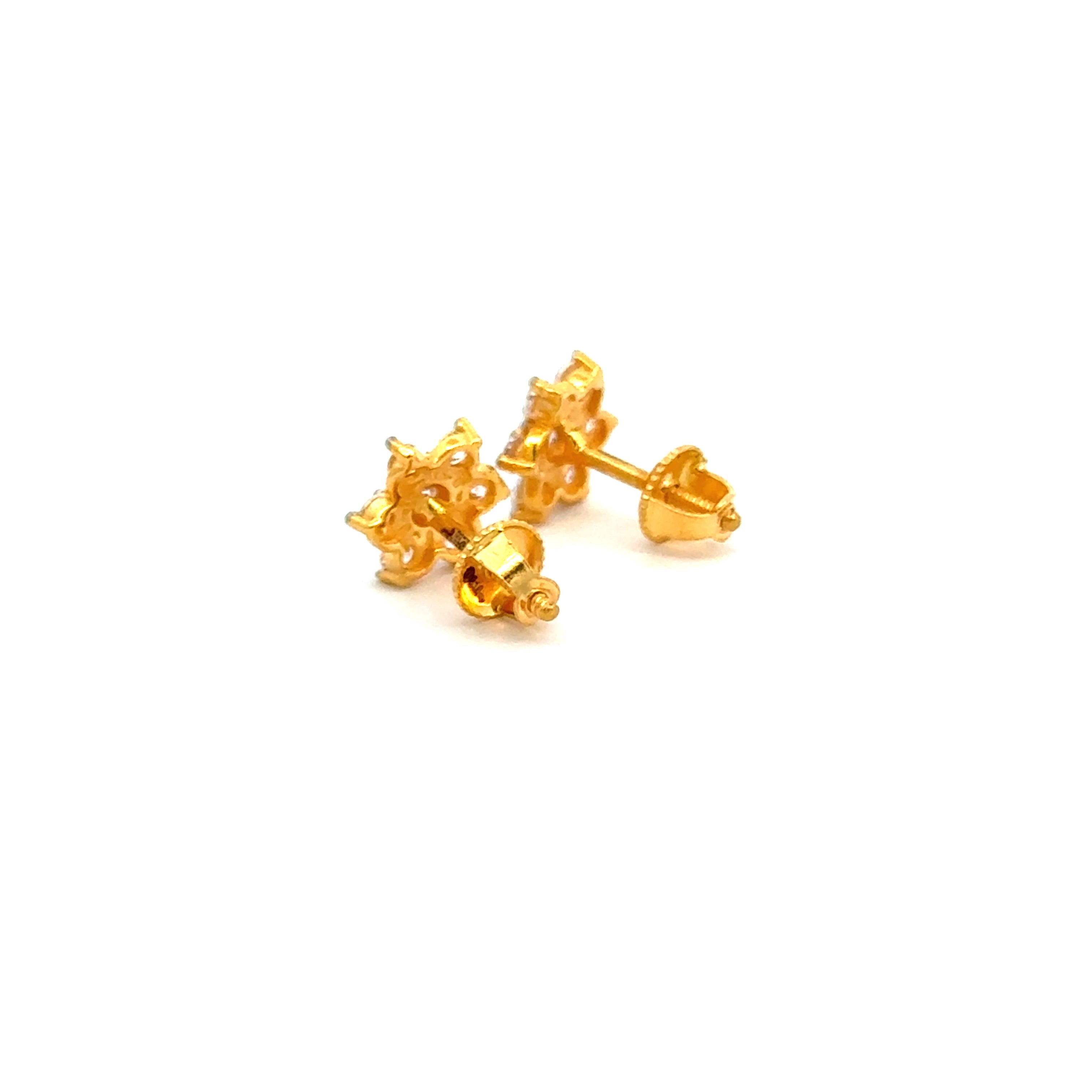 22k Yellow Cubic Zirconia Stud Fancy Earrings with gold weight of 2.55g