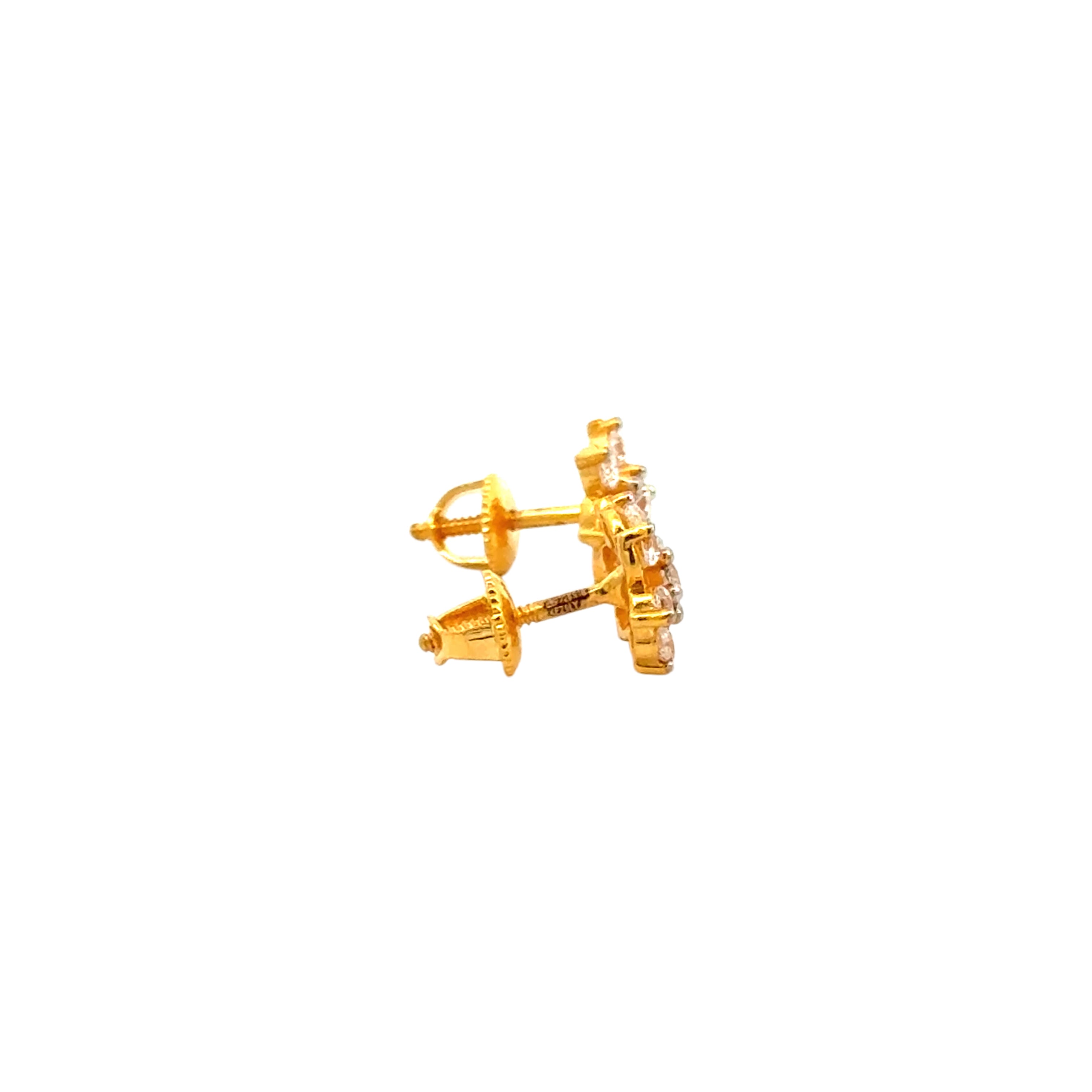 22k Yellow Cubic Zirconia Stud Fancy Earrings with gold weight of 2.55g