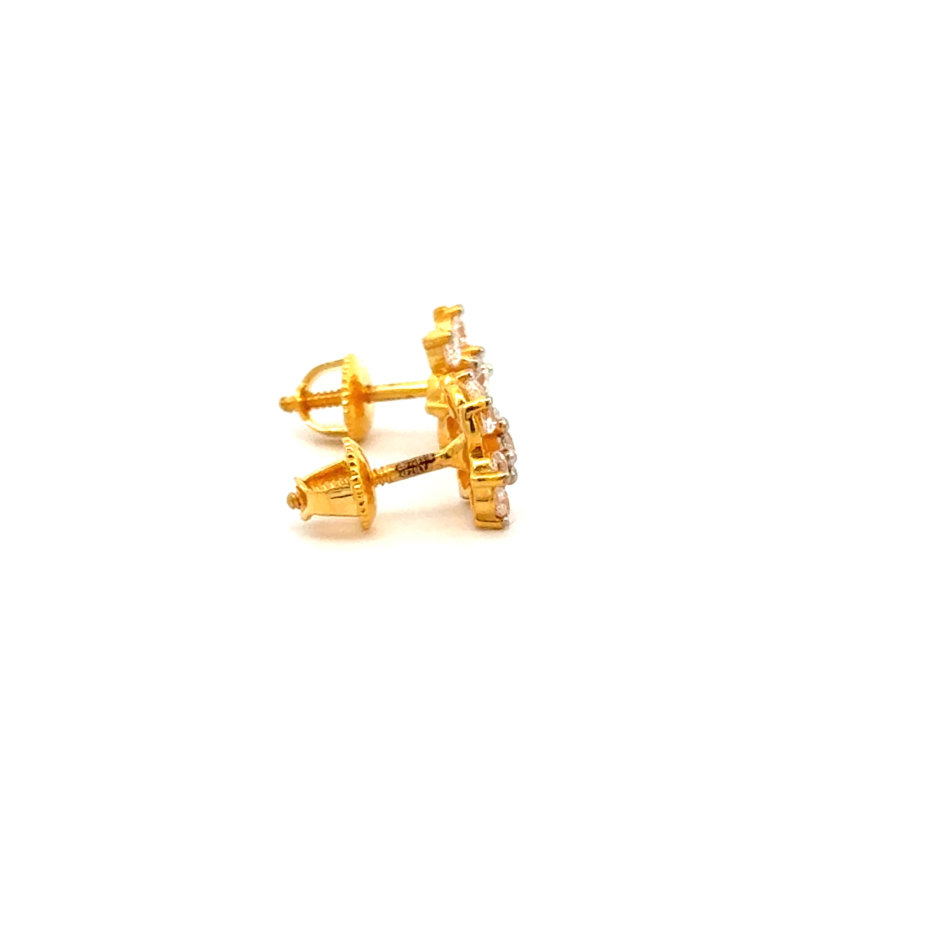 22k Yellow Cubic Zirconia Stud Fancy Earrings with gold weight of 2.55g