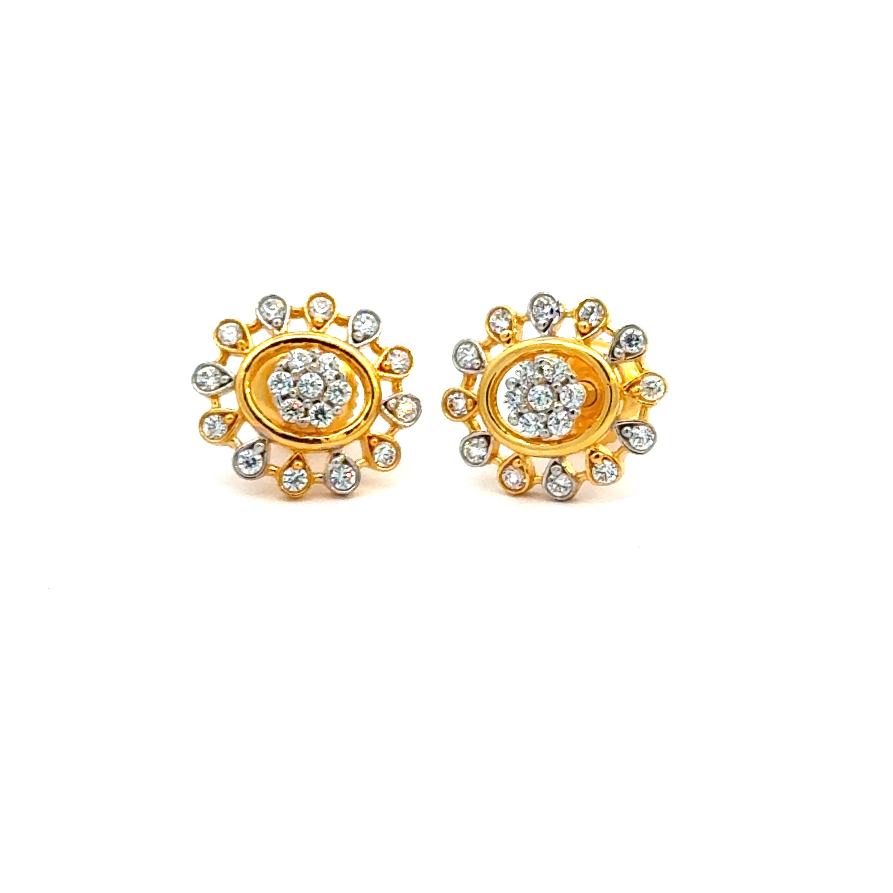 22k Yellow Cubic Zirconia Stud Fancy Earrings with gold weight of 4g