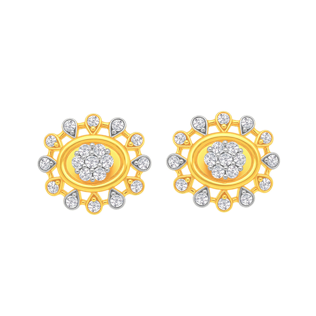 22k Yellow Cubic Zirconia Stud Fancy Earrings with gold weight of 4g