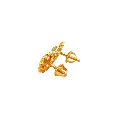 22k Yellow Cubic Zirconia Stud Fancy Earrings with gold weight of 4g