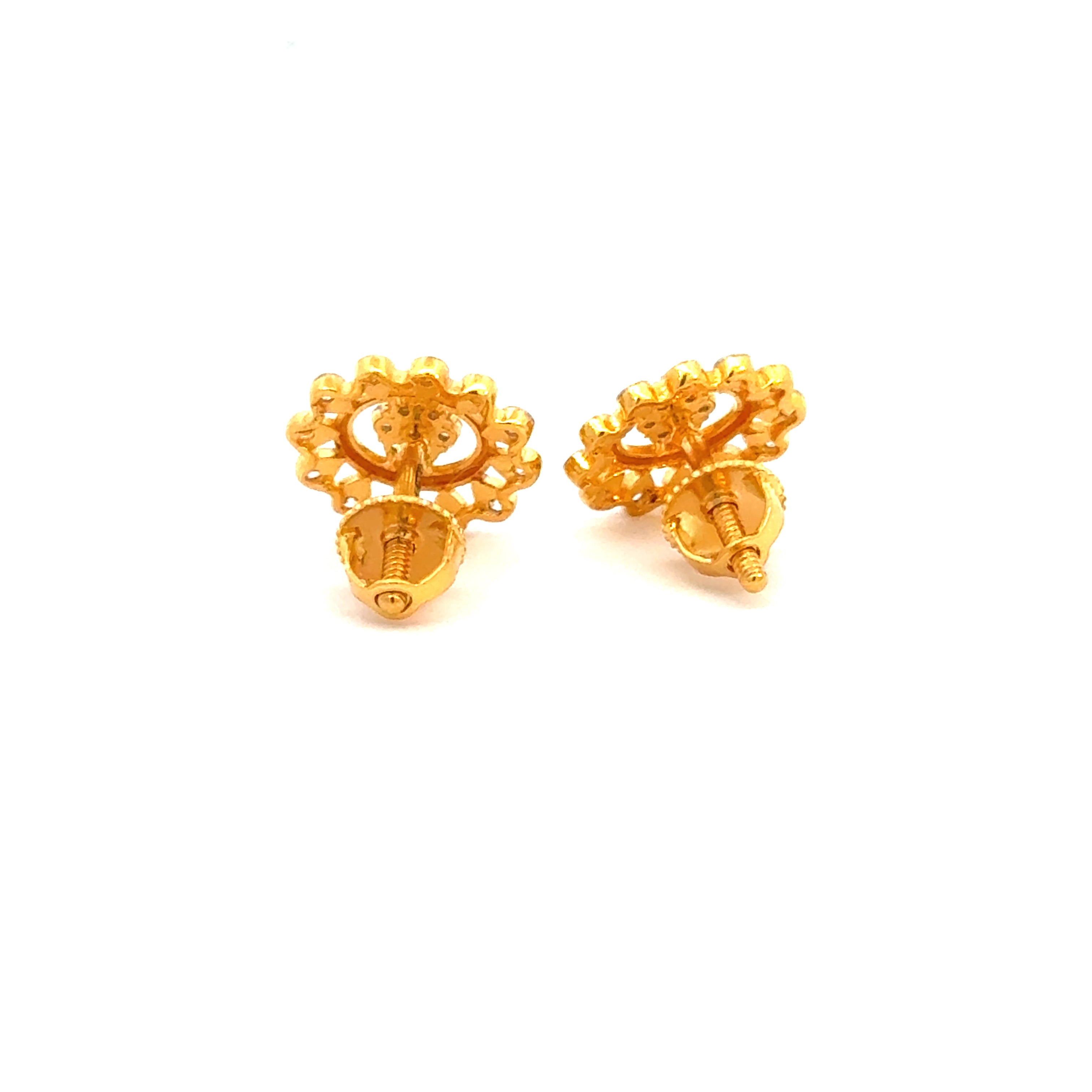 22k Yellow Cubic Zirconia Stud Fancy Earrings with gold weight of 4g