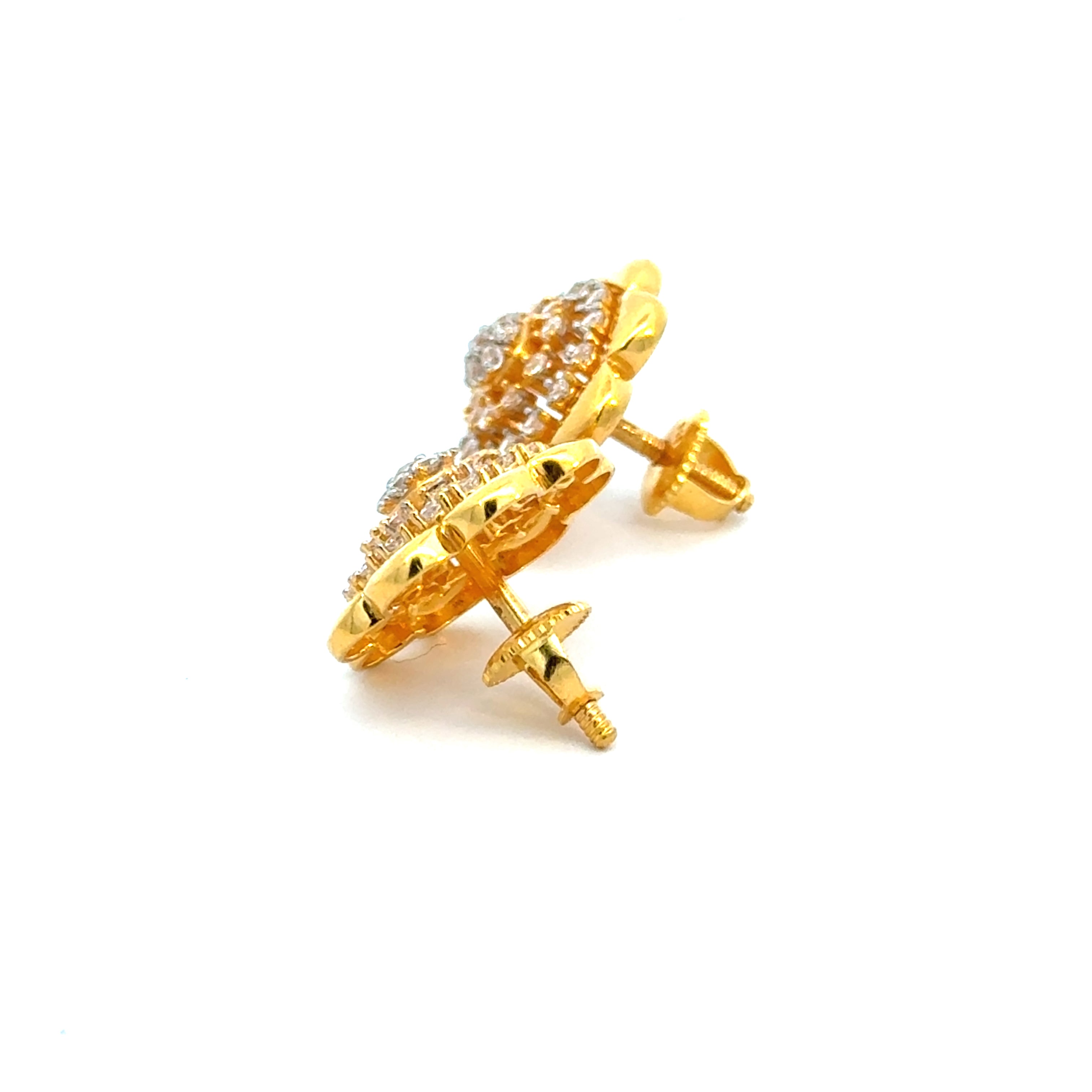 22k Yellow Cubic Zirconia Stud Fancy Earrings with gold weight of 6.84g