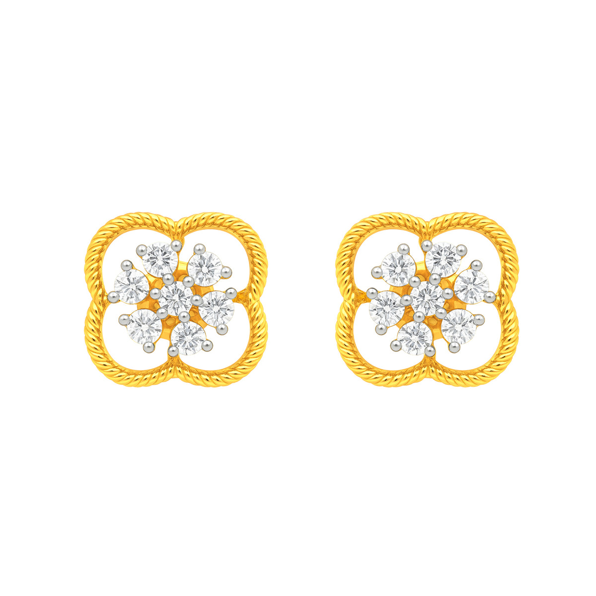 22k Yellow Cubic Zirconia Stud Fancy Earrings with gold weight of 4.21g