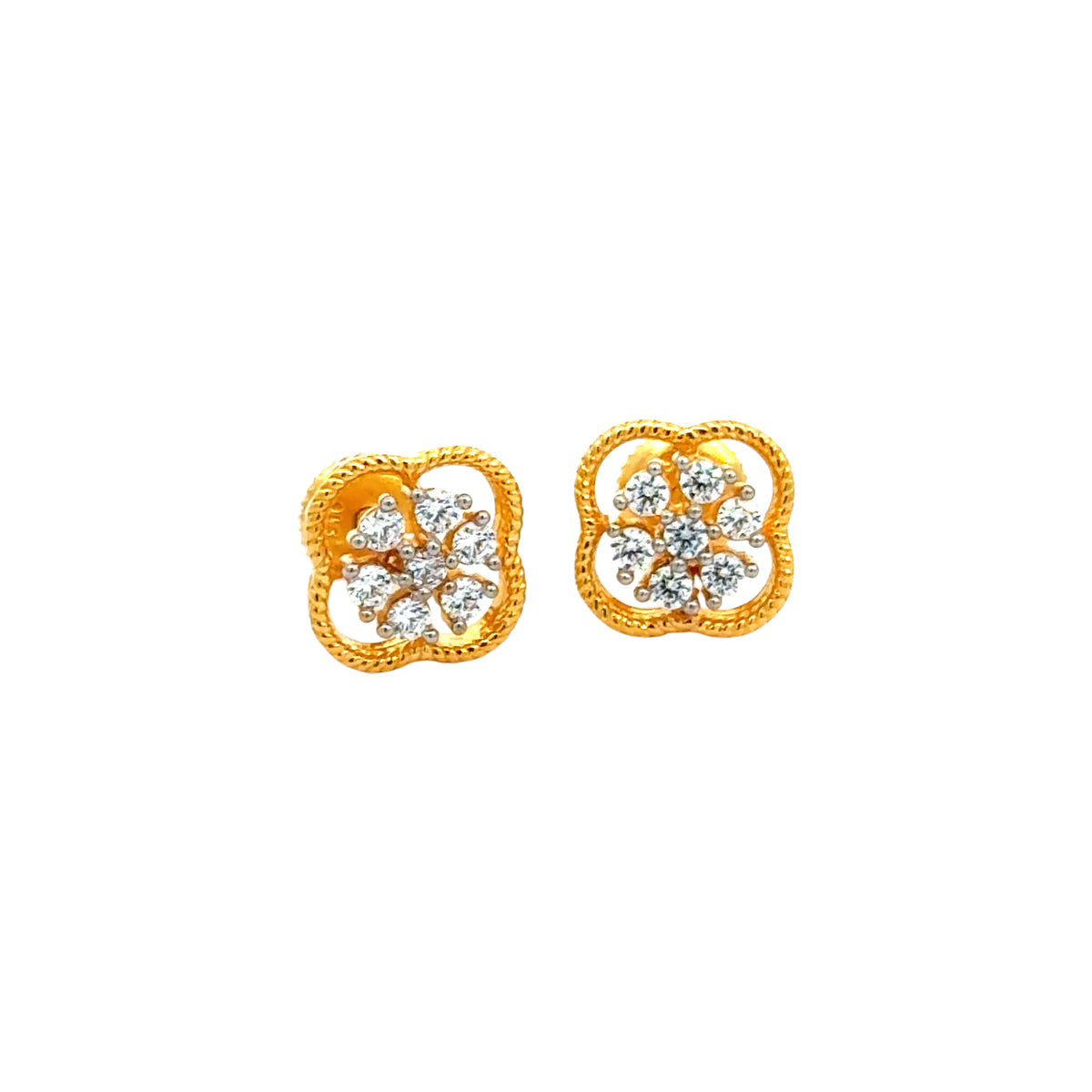 22k Yellow Cubic Zirconia Stud Fancy Earrings with gold weight of 4.21g