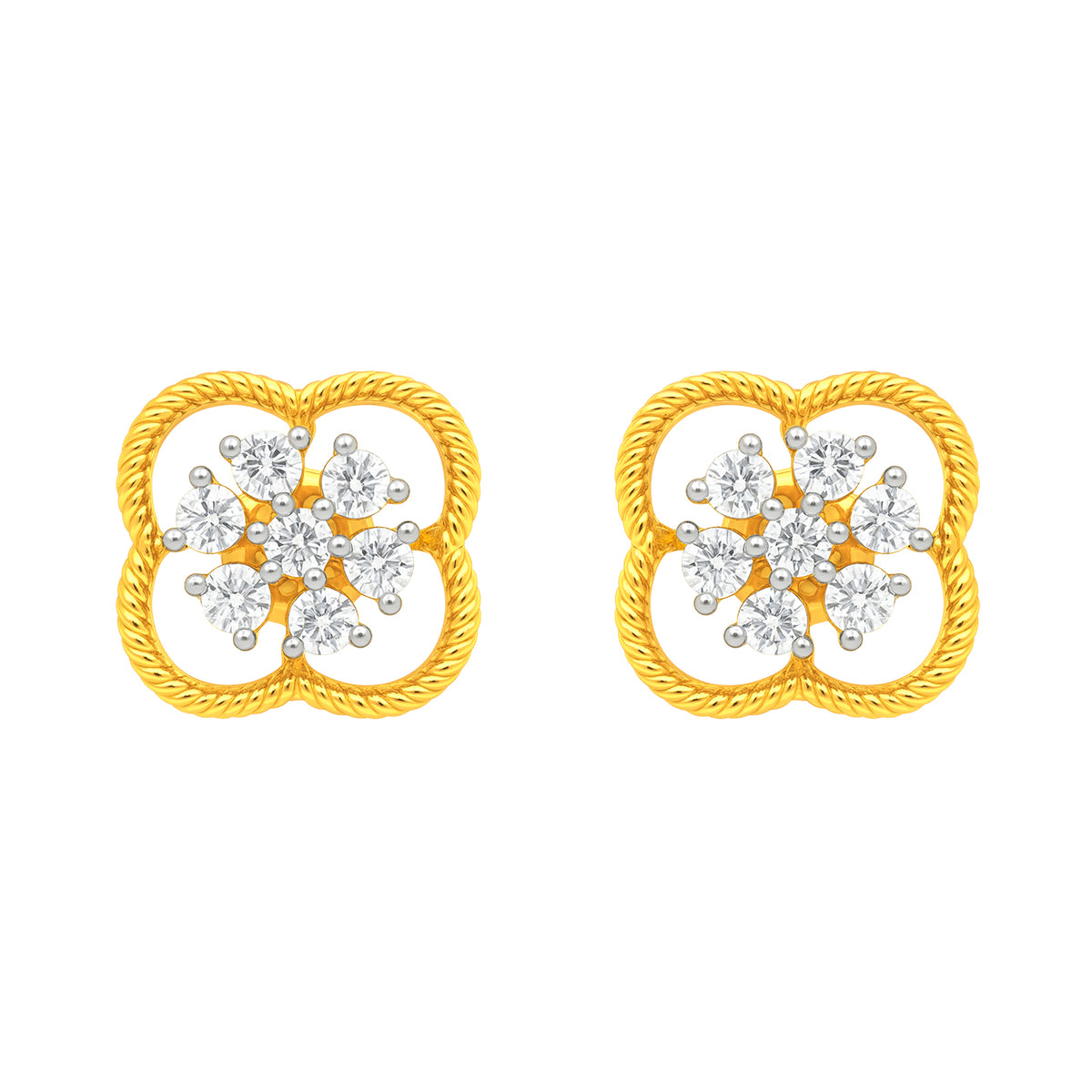 22k Yellow Cubic Zirconia Stud Fancy Earrings with gold weight of 4.21g