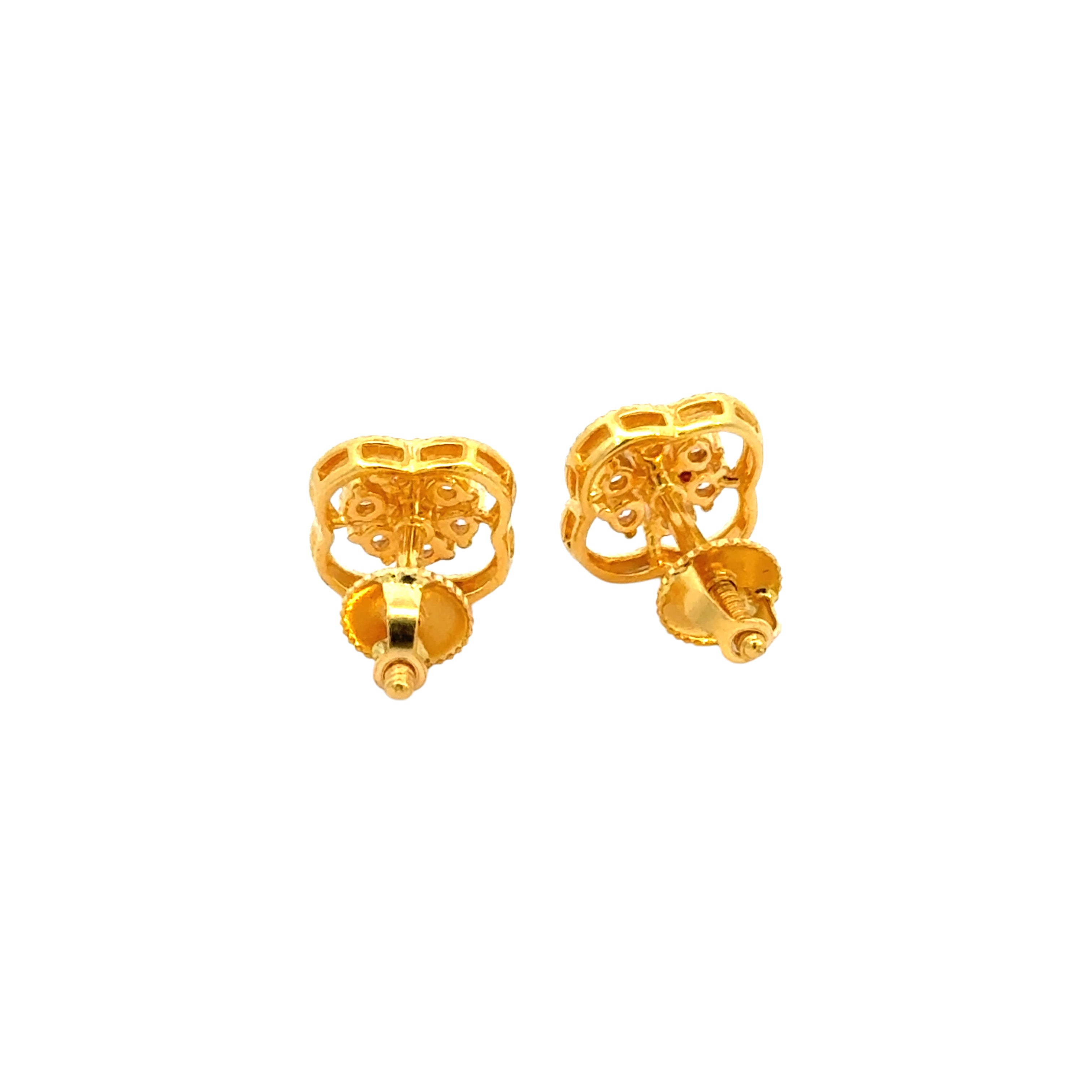 22k Yellow Cubic Zirconia Stud Fancy Earrings with gold weight of 4.21g