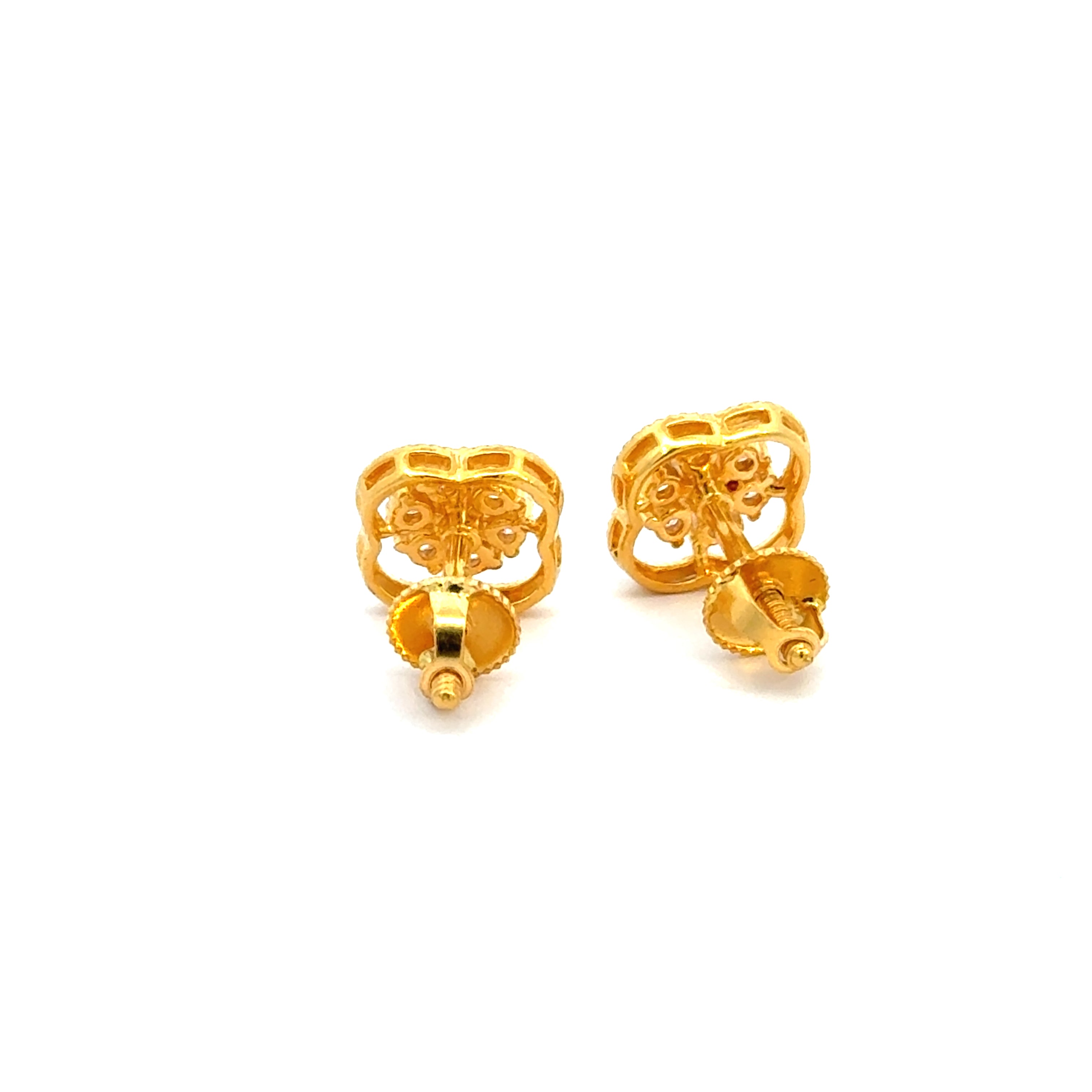 22k Yellow Cubic Zirconia Stud Fancy Earrings with gold weight of 4.21g