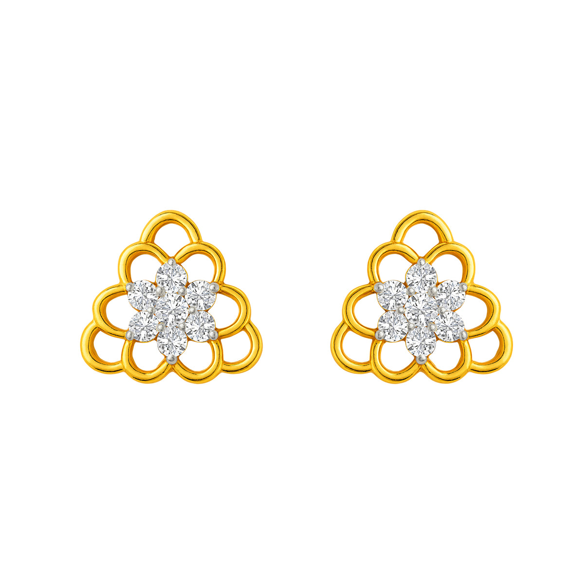 22k Yellow Cubic Zirconia Stud Fancy Earrings with gold weight of 3.79g