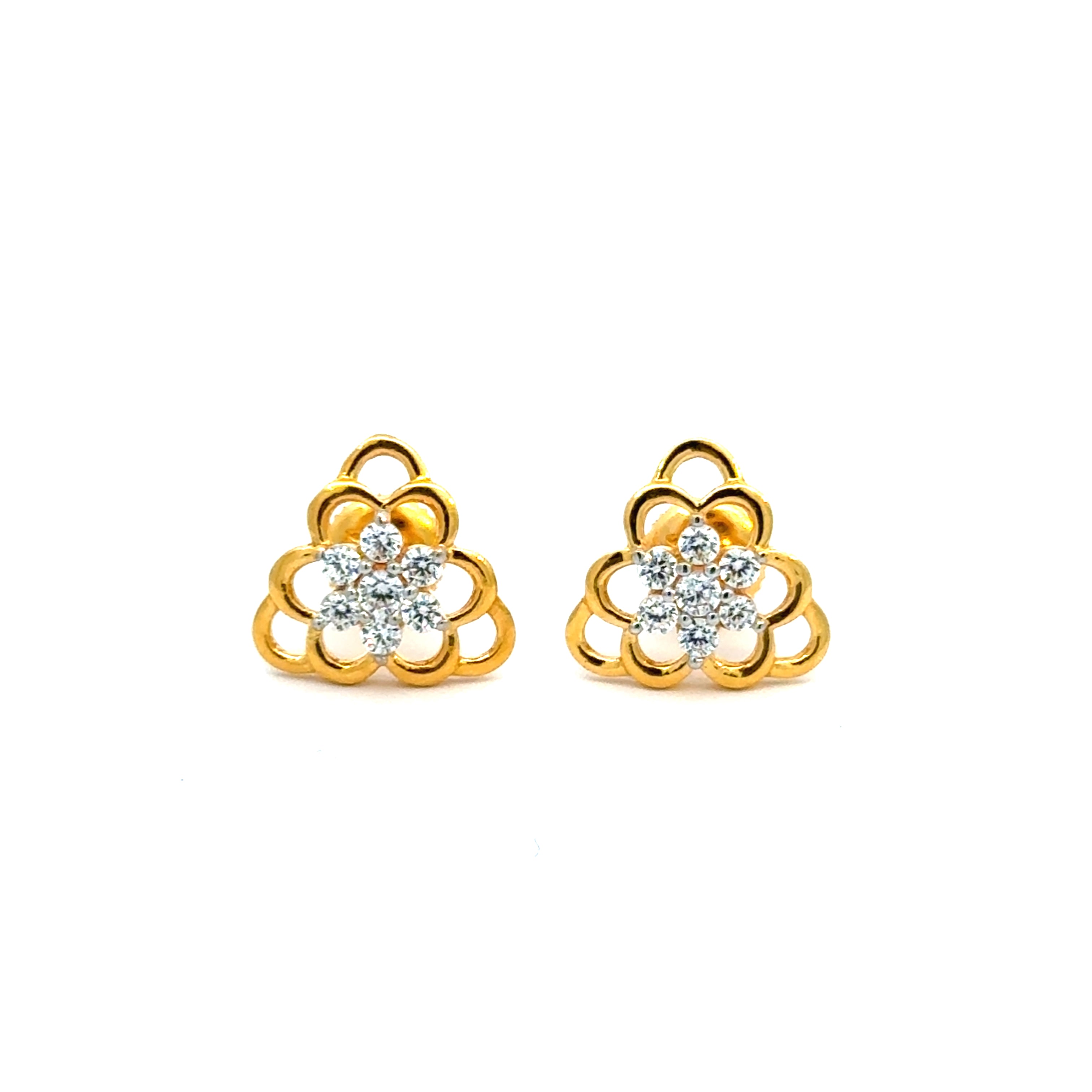 22k Yellow Cubic Zirconia Stud Fancy Earrings with gold weight of 3.79g