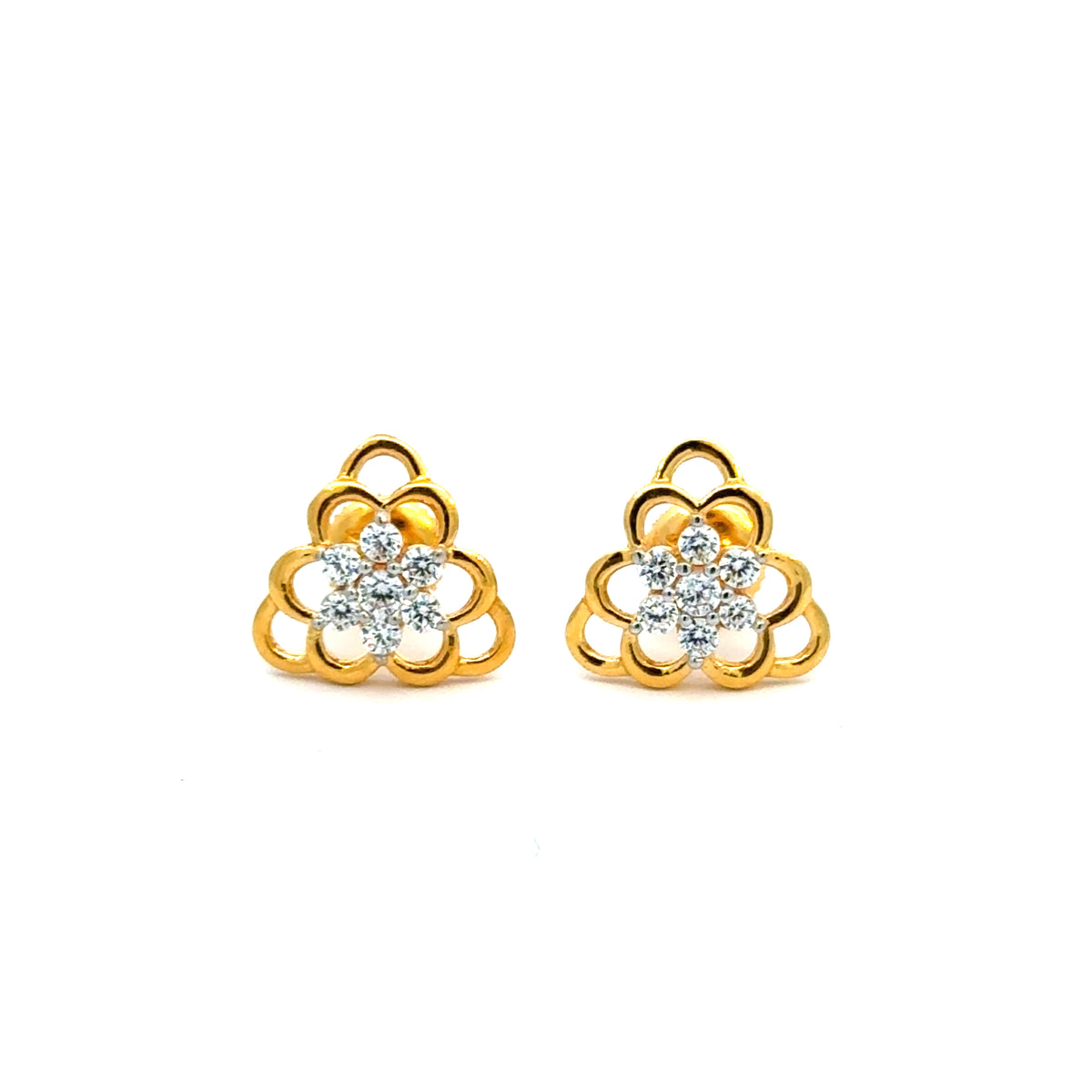 22k Yellow Cubic Zirconia Stud Fancy Earrings with gold weight of 3.79g