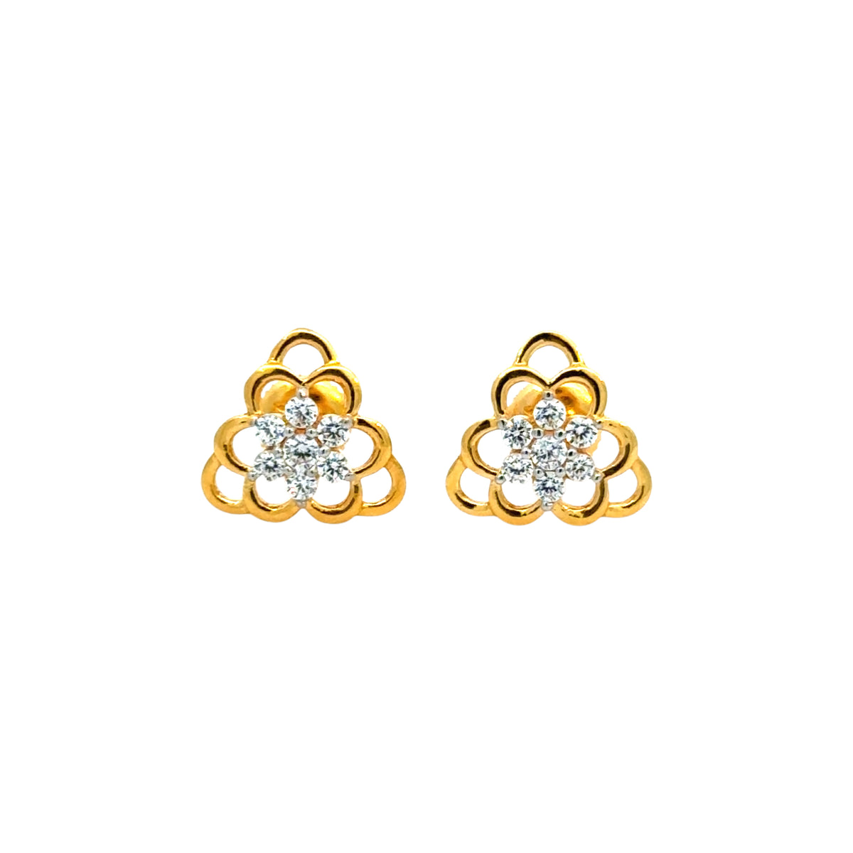 22k Yellow Cubic Zirconia Stud Fancy Earrings with gold weight of 3.79g