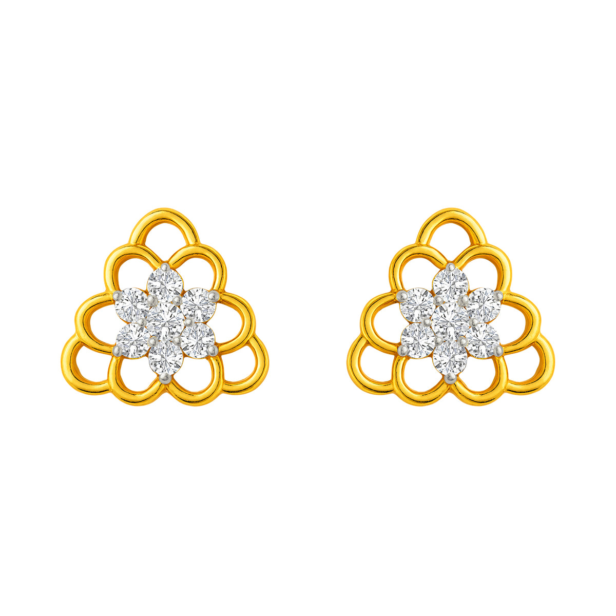 22k Yellow Cubic Zirconia Stud Fancy Earrings with gold weight of 3.79g