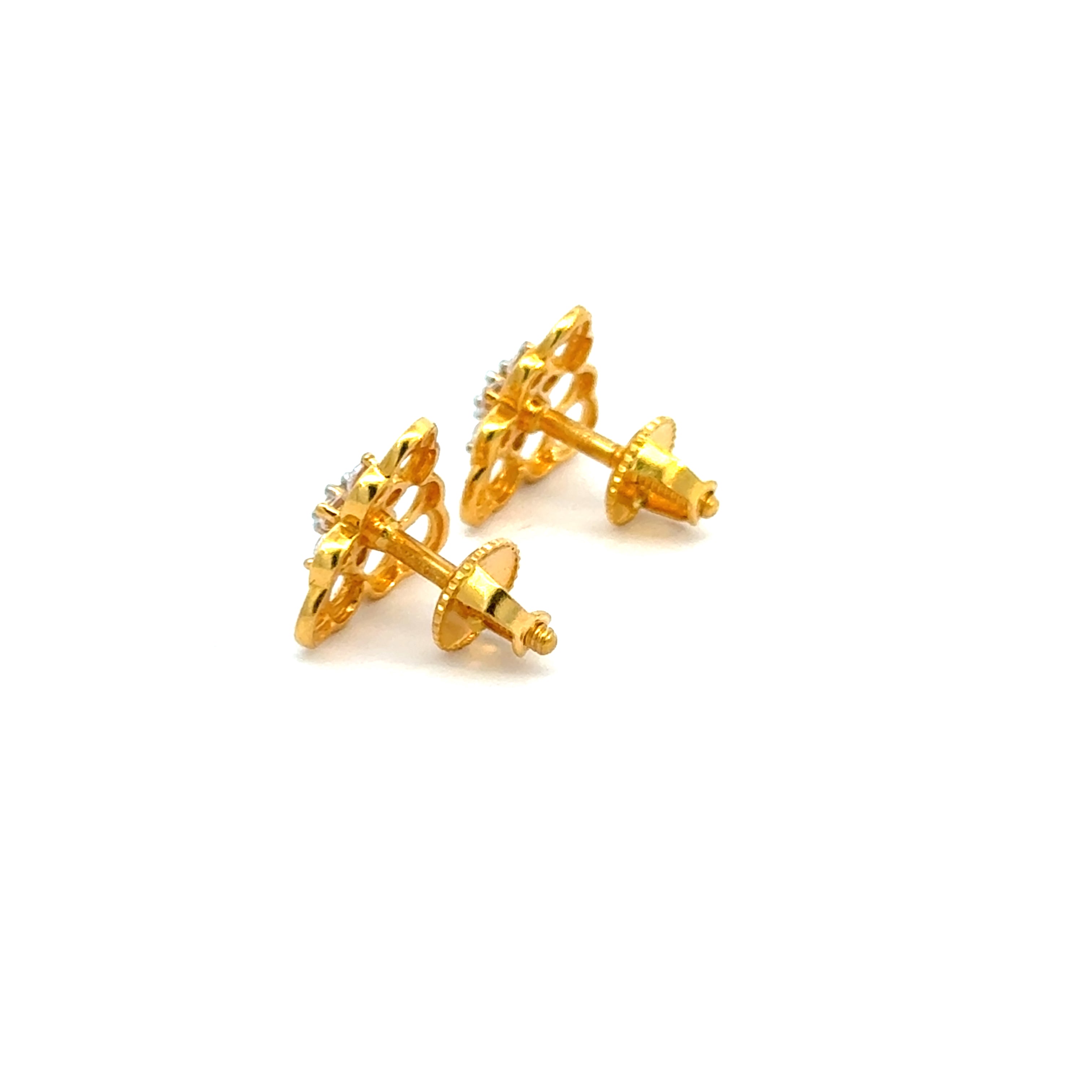 22k Yellow Cubic Zirconia Stud Fancy Earrings with gold weight of 3.79g