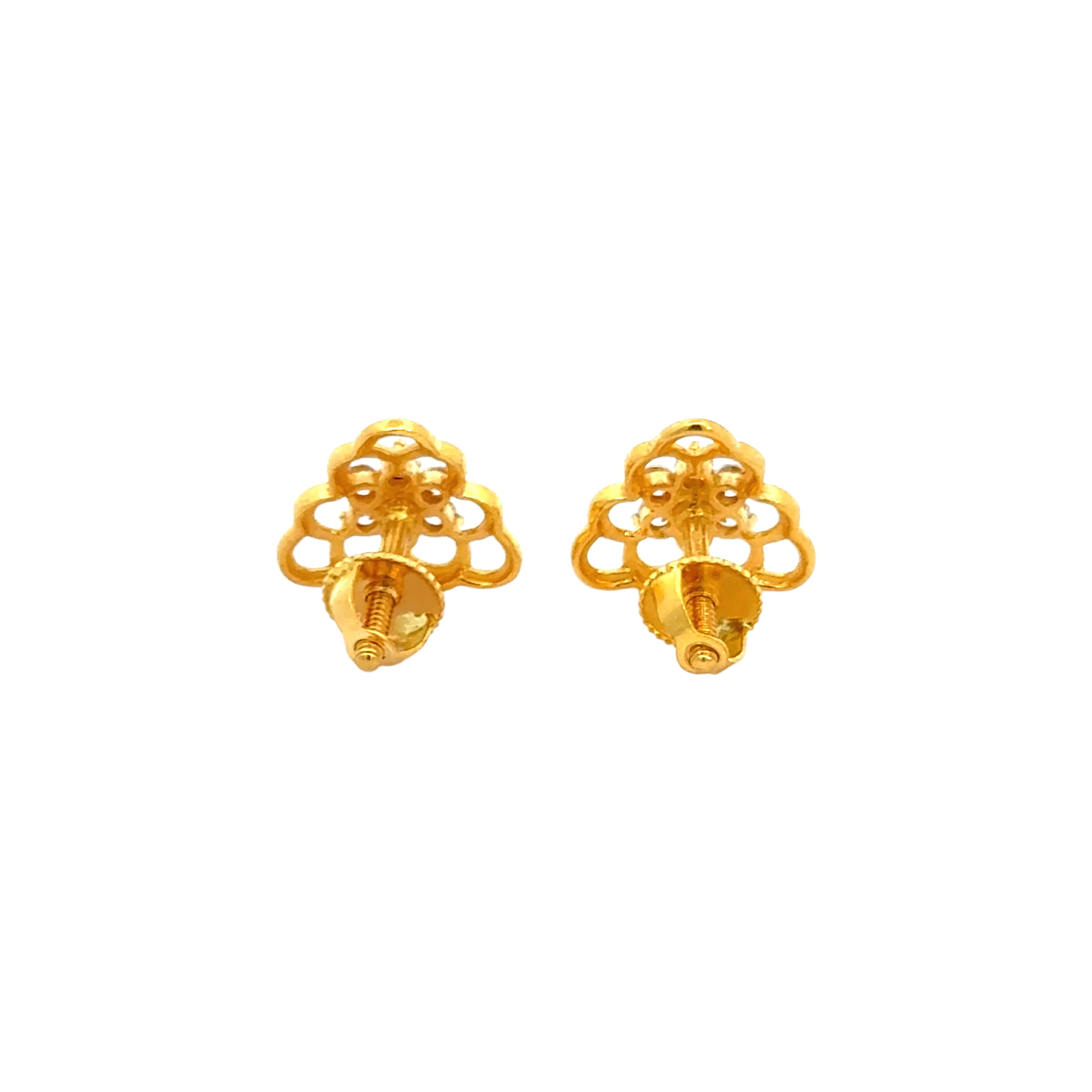 22k Yellow Cubic Zirconia Stud Fancy Earrings with gold weight of 3.79g