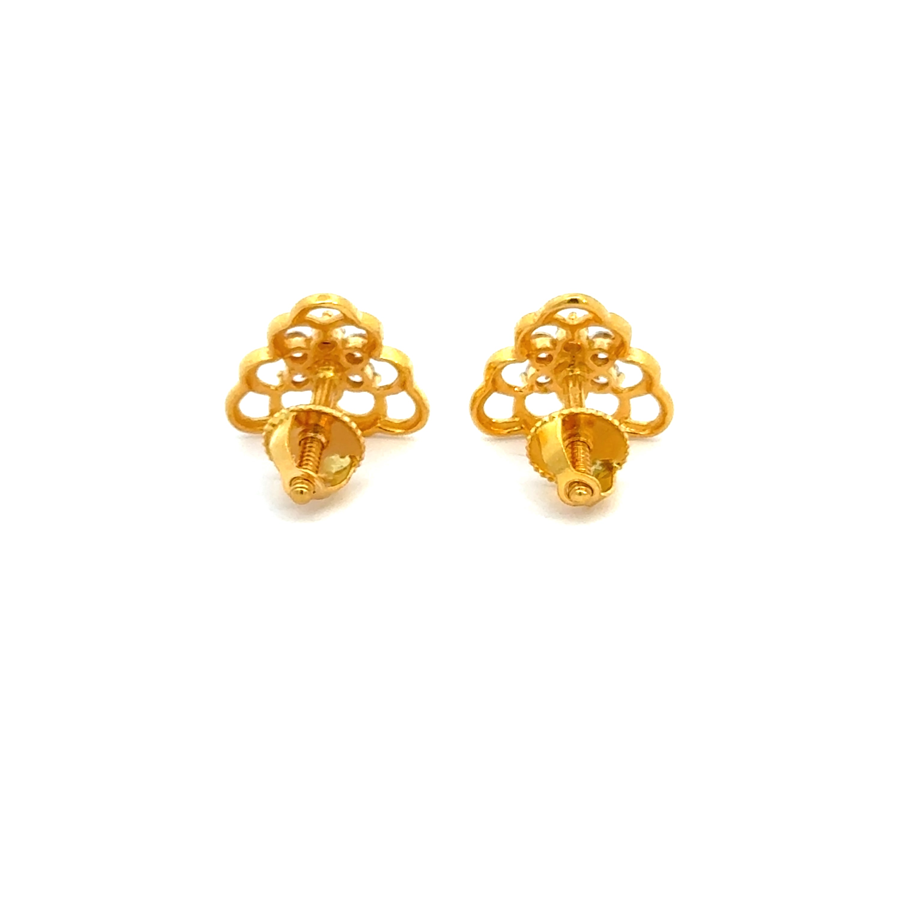 22k Yellow Cubic Zirconia Stud Fancy Earrings with gold weight of 3.79g