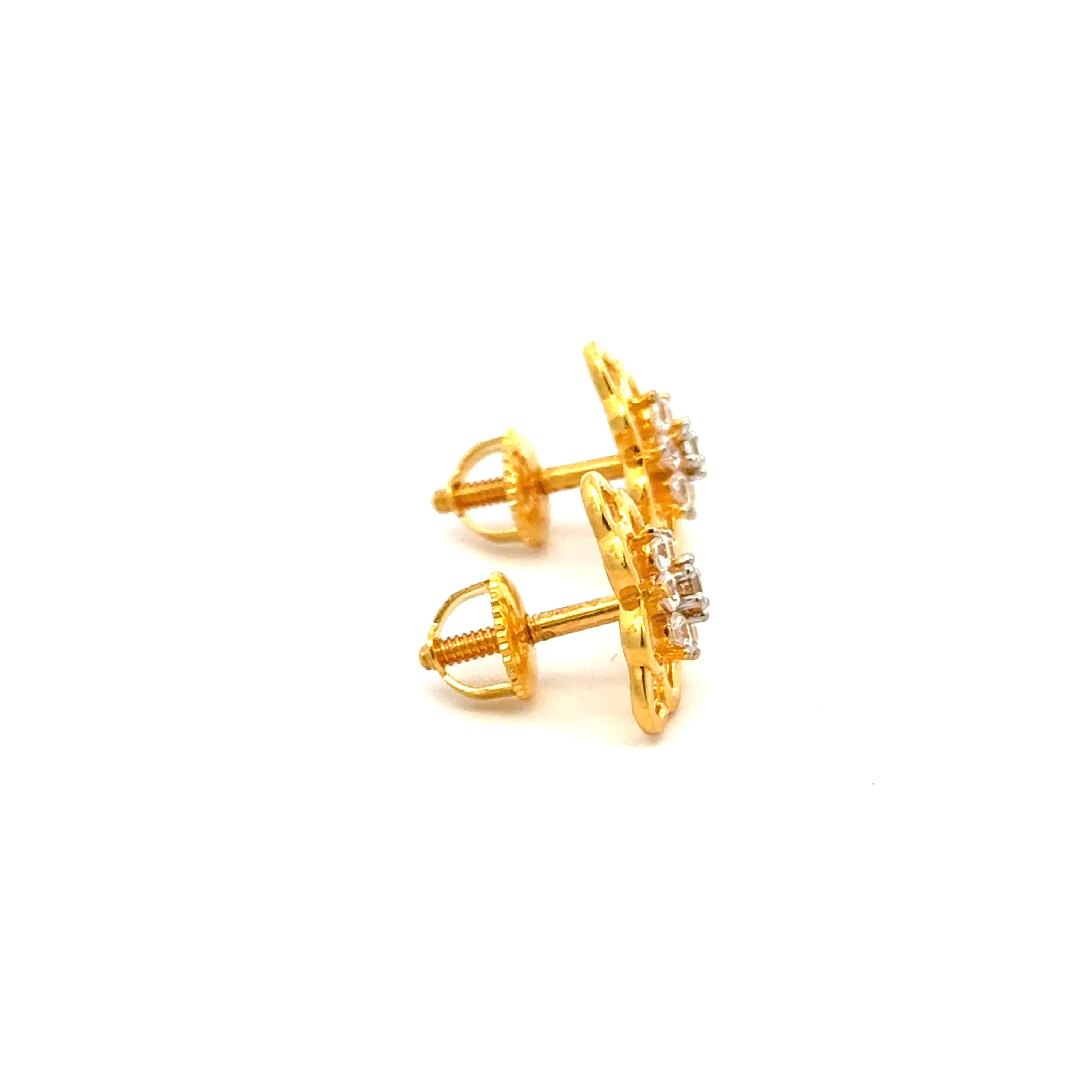 22k Yellow Cubic Zirconia Stud Fancy Earrings with gold weight of 3.79g