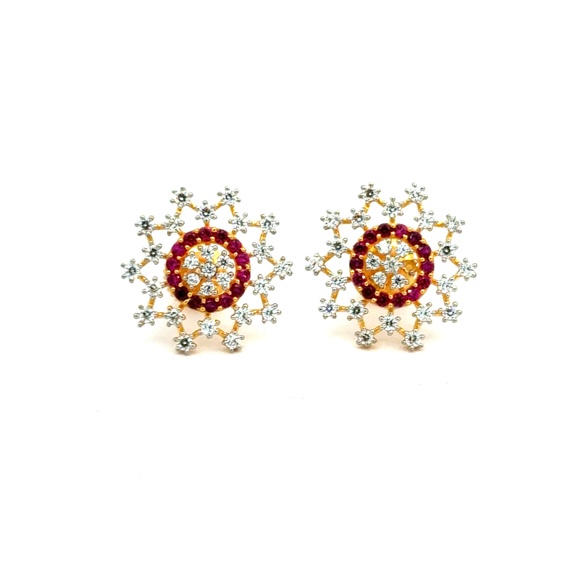 22k Yellow Cubic Zirconia Stud Fancy Earrings with gold weight of 4.42g