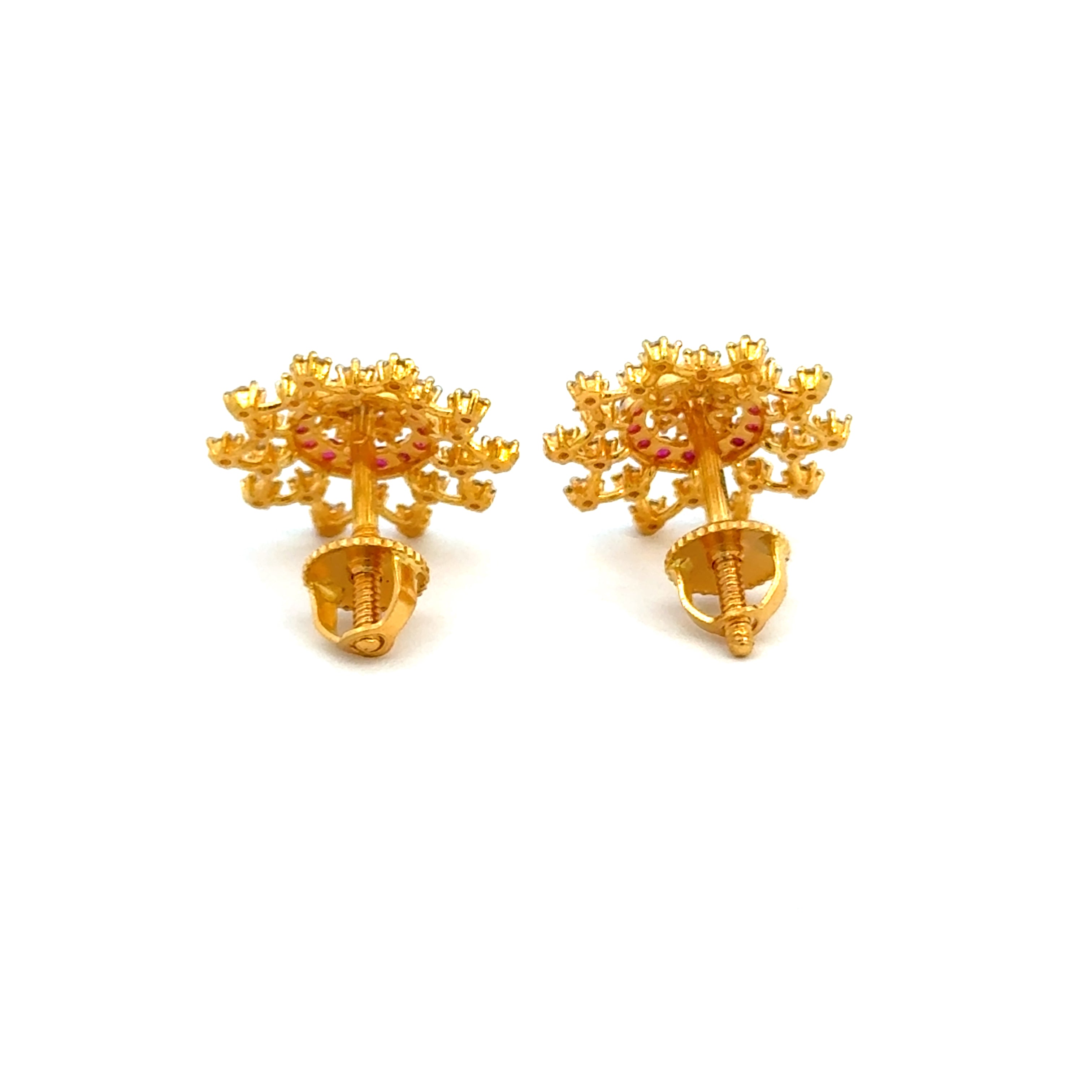 22k Yellow Cubic Zirconia Stud Fancy Earrings with gold weight of 4.42g