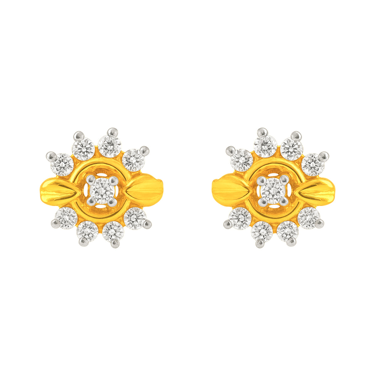 22k Yellow Cubic Zirconia Stud Fancy Earrings with gold weight of 2.05g