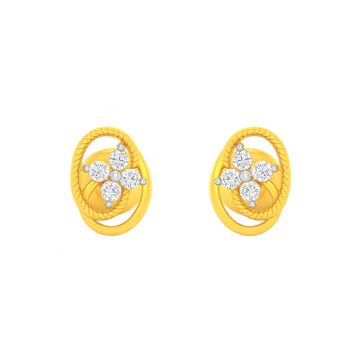 22k Yellow Cubic Zirconia Stud Fancy Earrings with gold weight of 2.69g