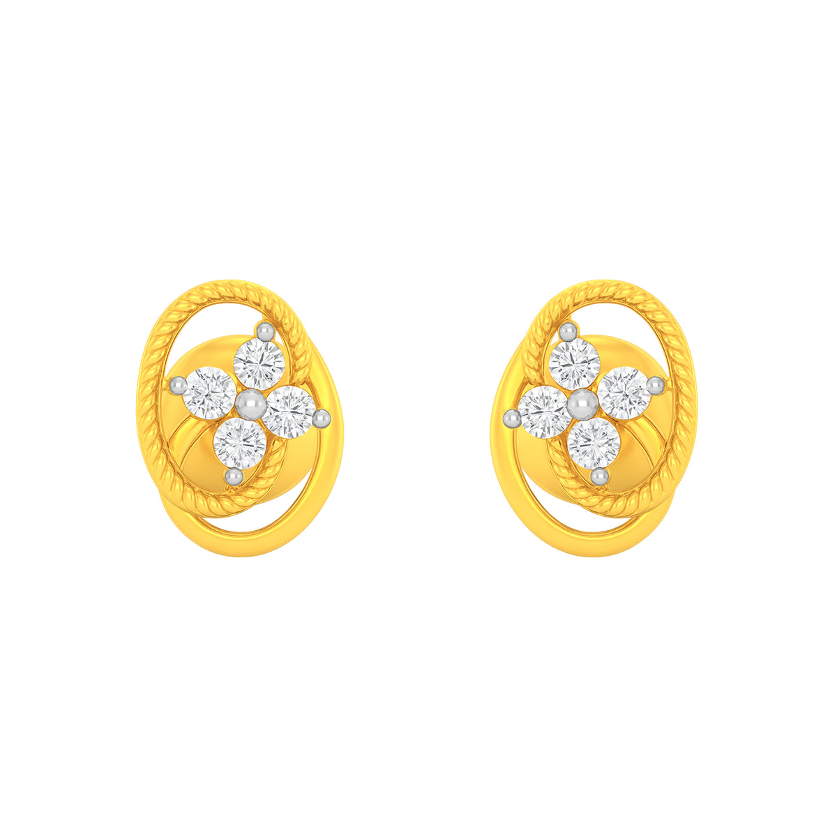 22k Yellow Cubic Zirconia Stud Fancy Earrings with gold weight of 2.69g