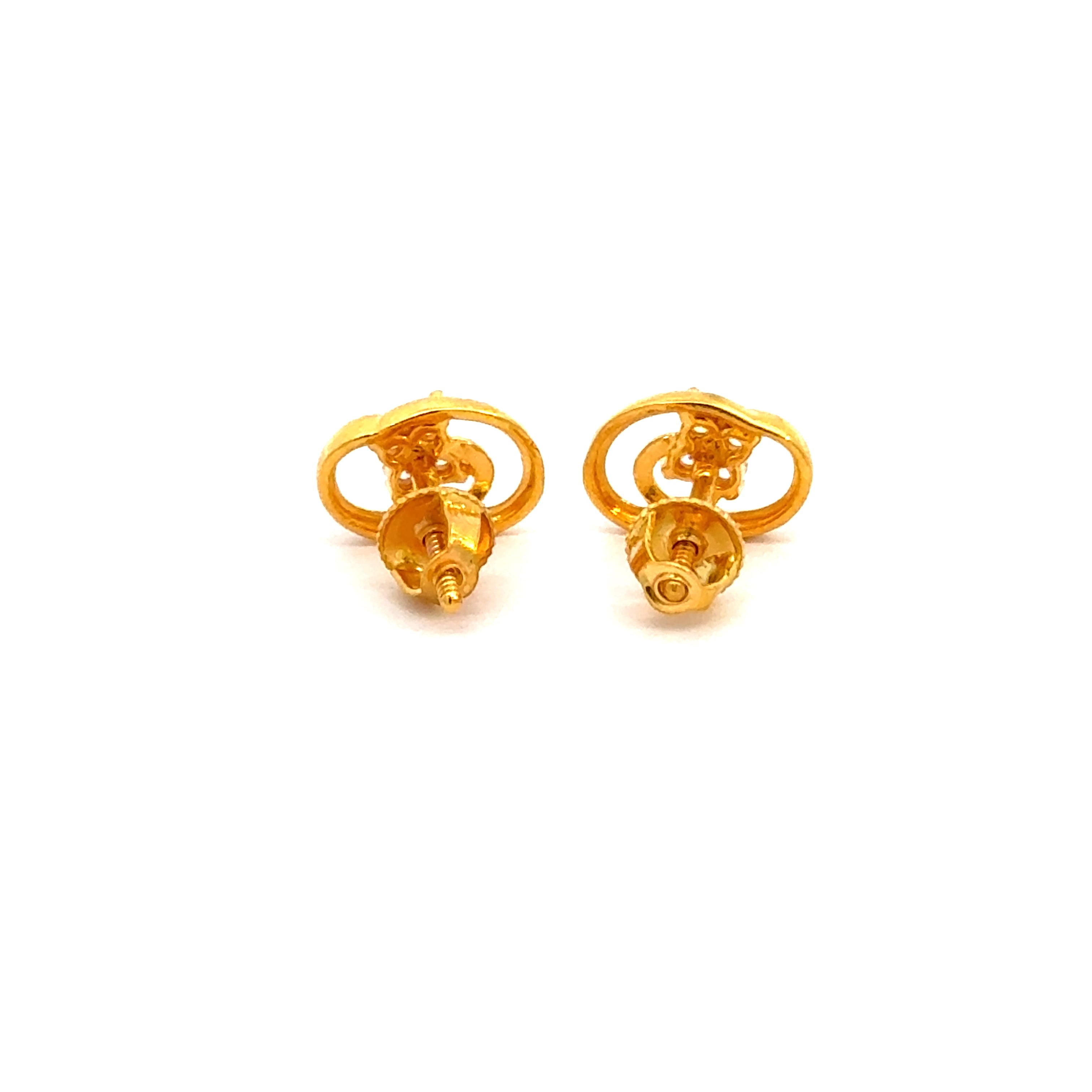 22k Yellow Cubic Zirconia Stud Fancy Earrings with gold weight of 2.69g