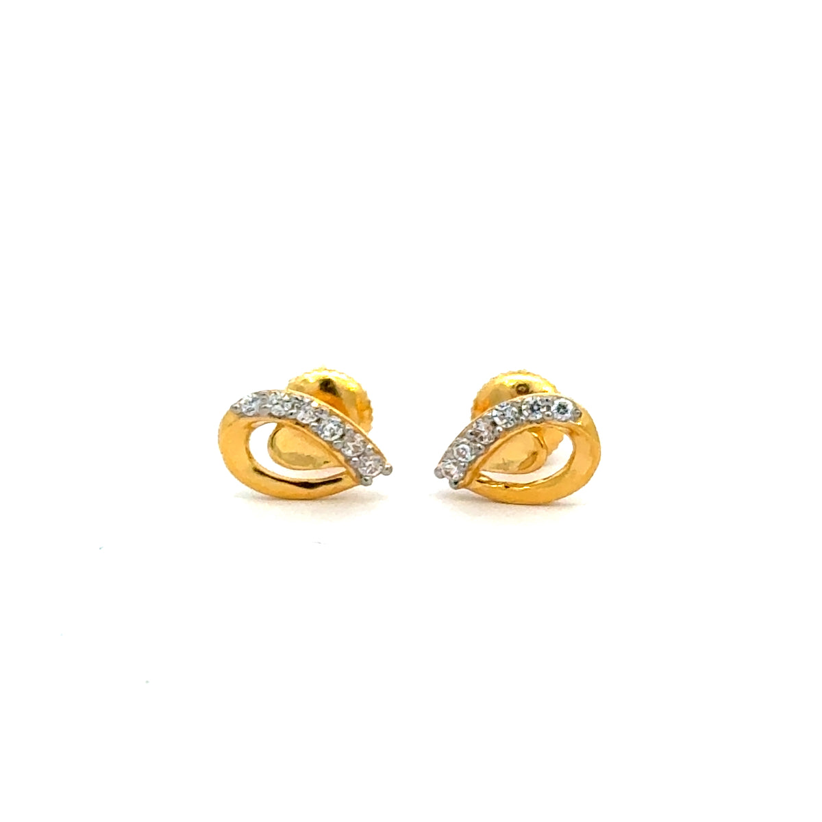 22k Yellow Cubic Zirconia Stud Fancy Earrings with gold weight of 1.97g