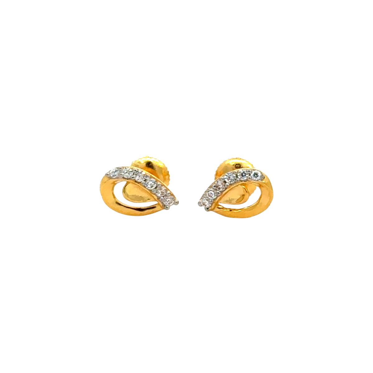 22k Yellow Cubic Zirconia Stud Fancy Earrings with gold weight of 1.97g
