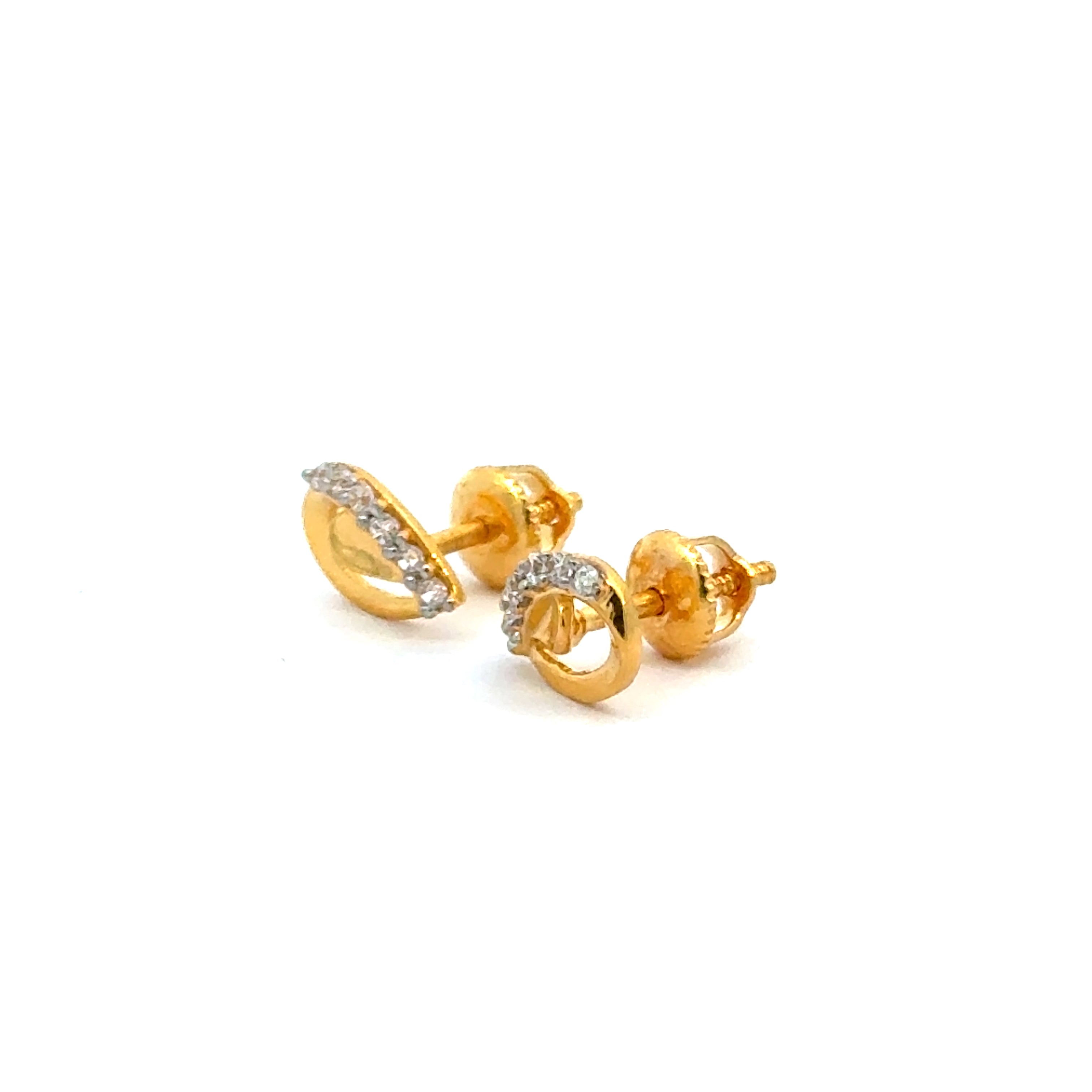 22k Yellow Cubic Zirconia Stud Fancy Earrings with gold weight of 1.97g