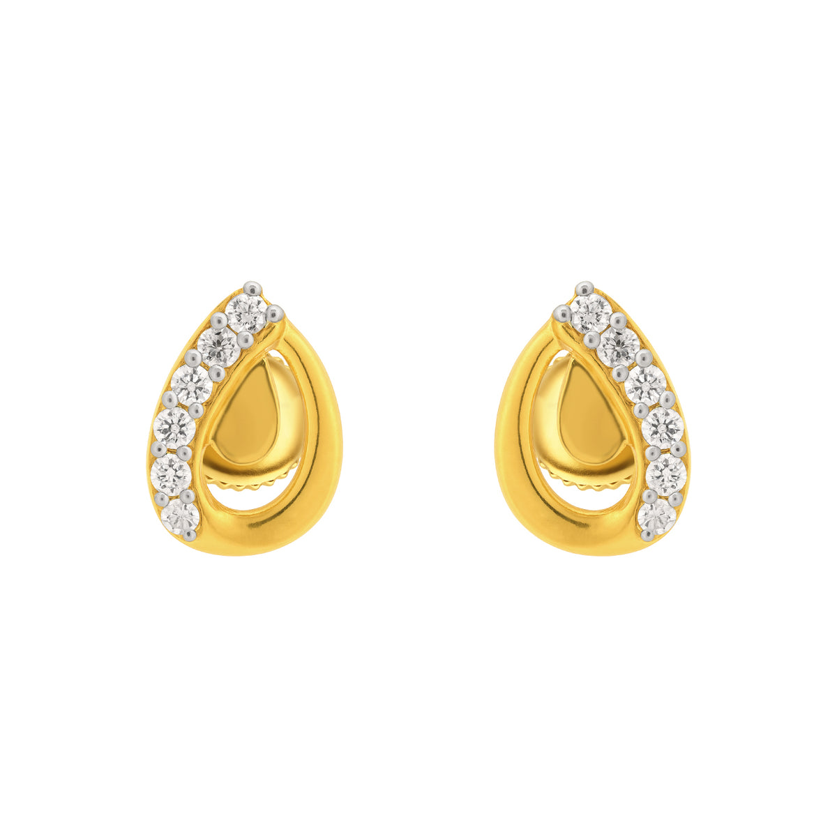 22k Yellow Cubic Zirconia Stud Fancy Earrings with gold weight of 1.97g