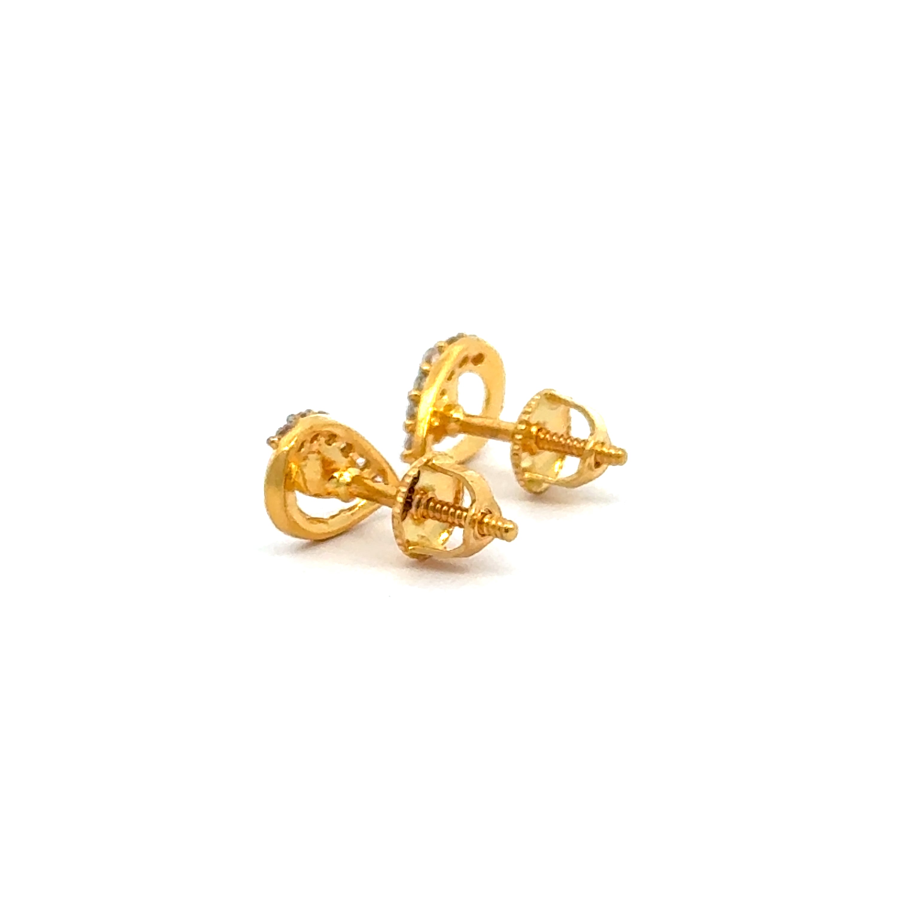 22k Yellow Cubic Zirconia Stud Fancy Earrings with gold weight of 1.97g