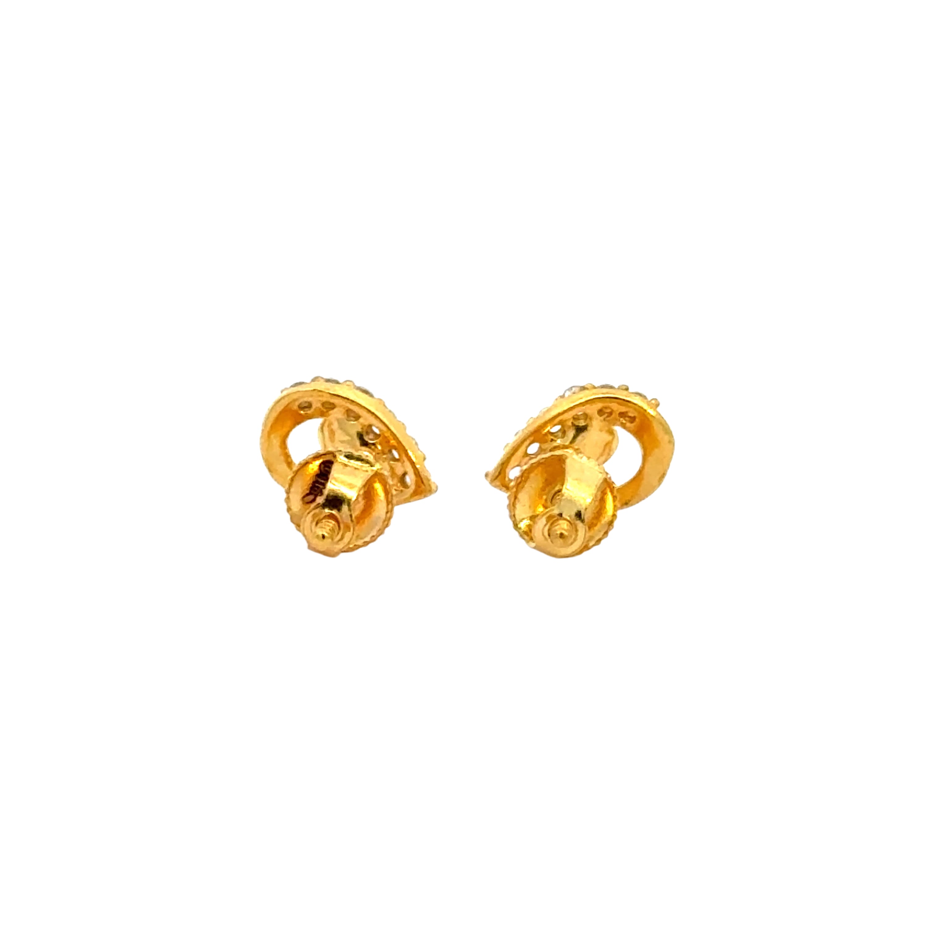 22k Yellow Cubic Zirconia Stud Fancy Earrings with gold weight of 1.97g